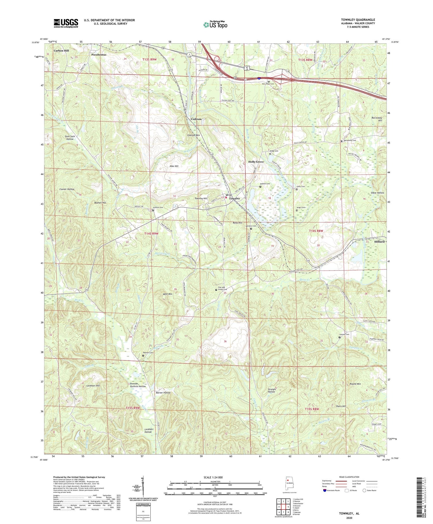Townley Alabama US Topo Map Image