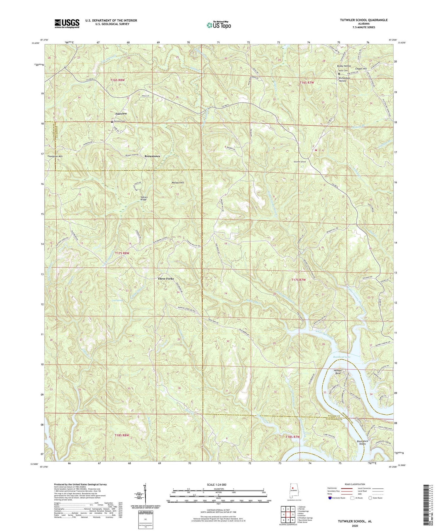 Tutwiler School Alabama US Topo Map Image