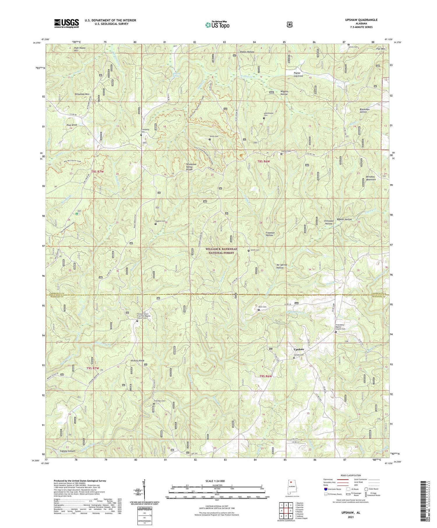 Upshaw Alabama US Topo Map Image