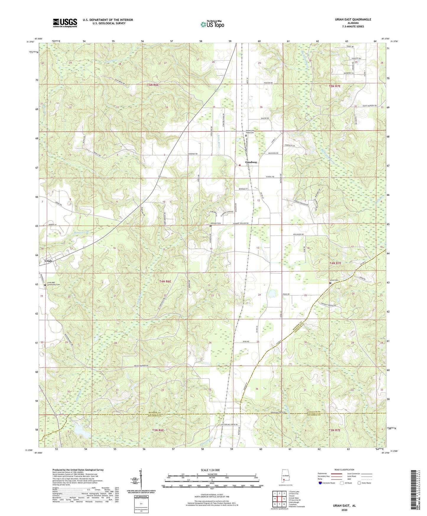 Uriah East Alabama US Topo Map Image