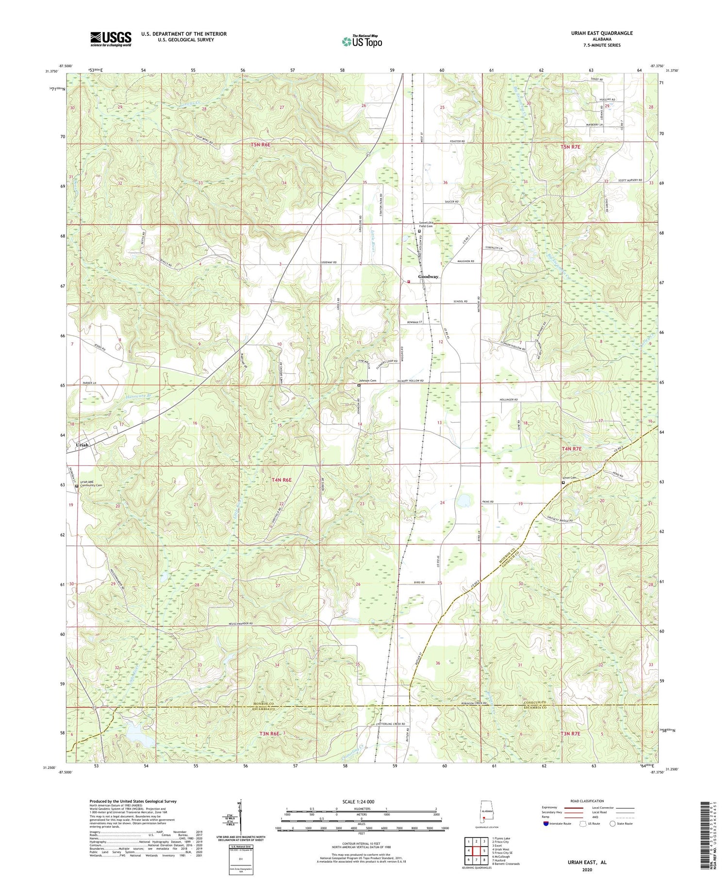 Uriah East Alabama US Topo Map Image
