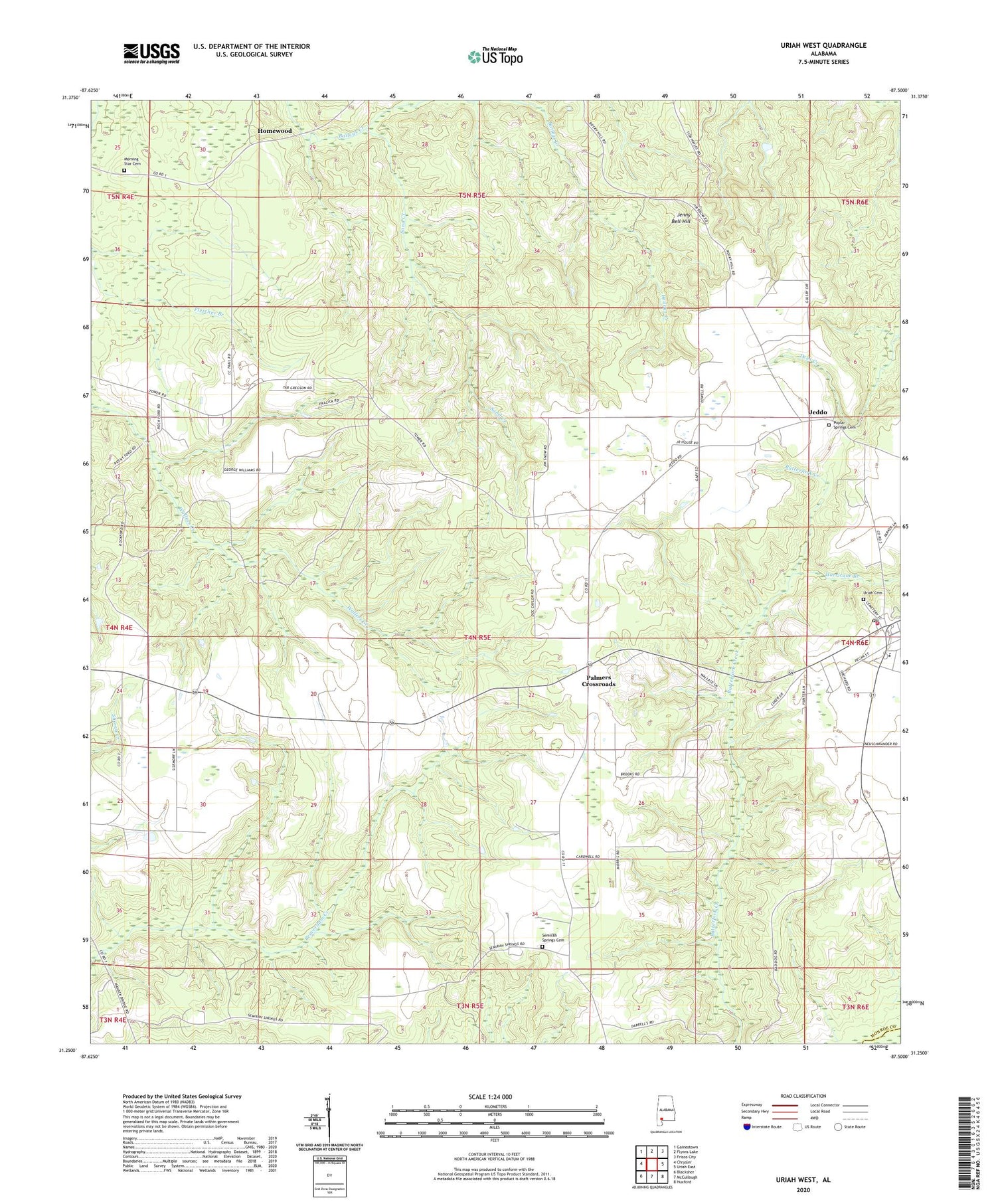 Uriah West Alabama US Topo Map Image