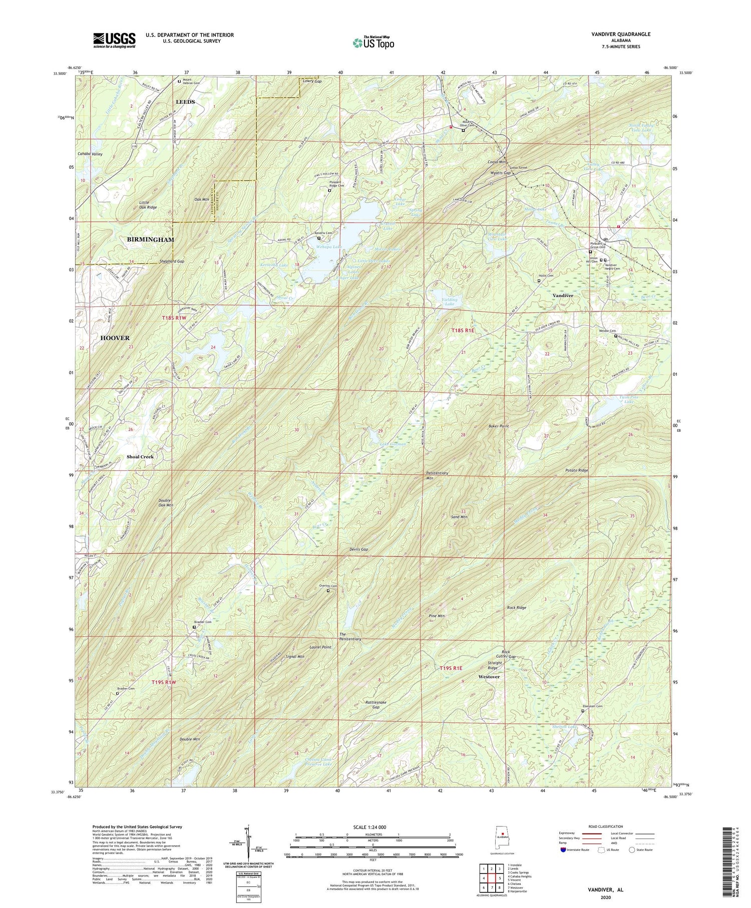 Vandiver Alabama US Topo Map Image