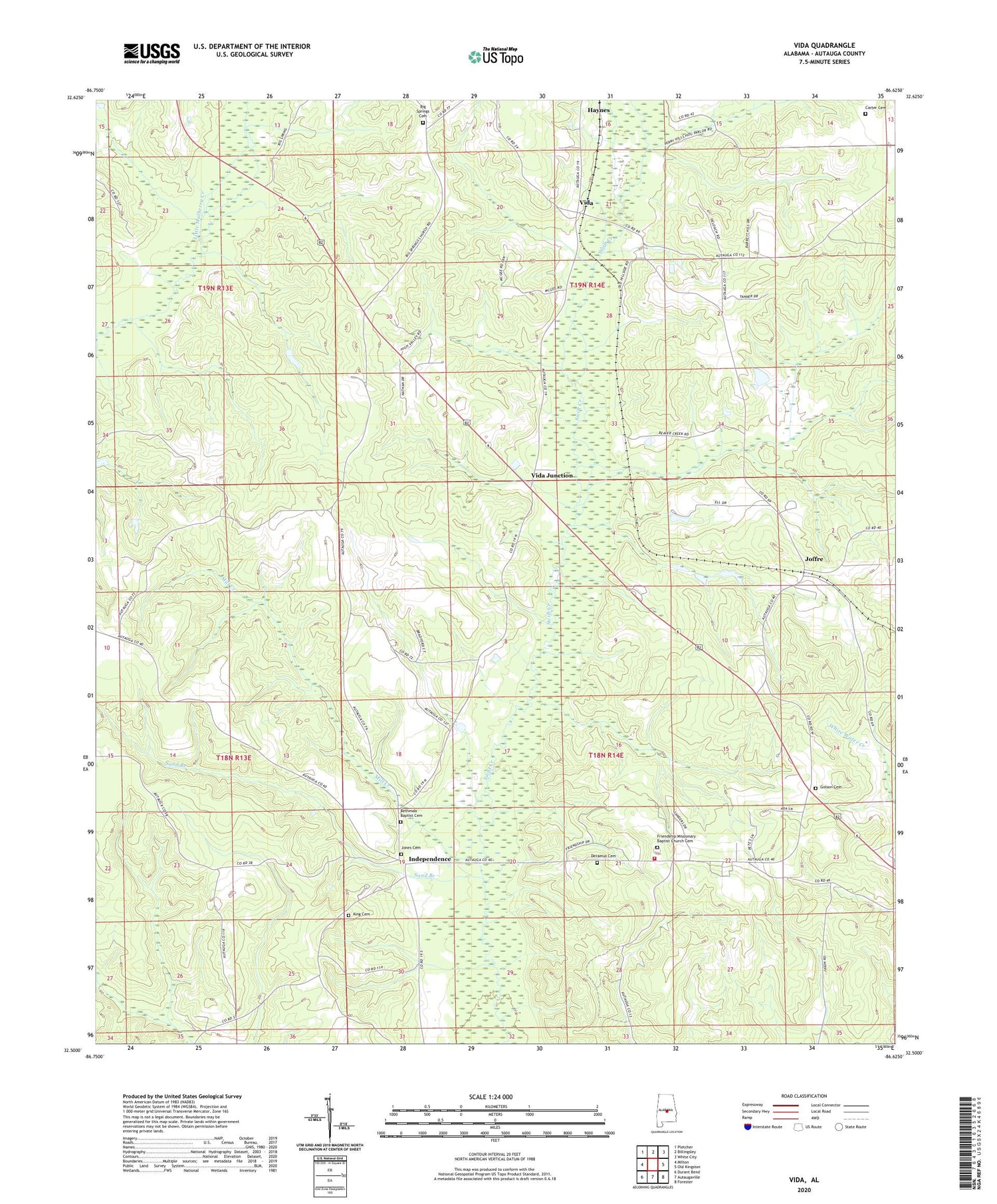 Vida Alabama US Topo Map Image