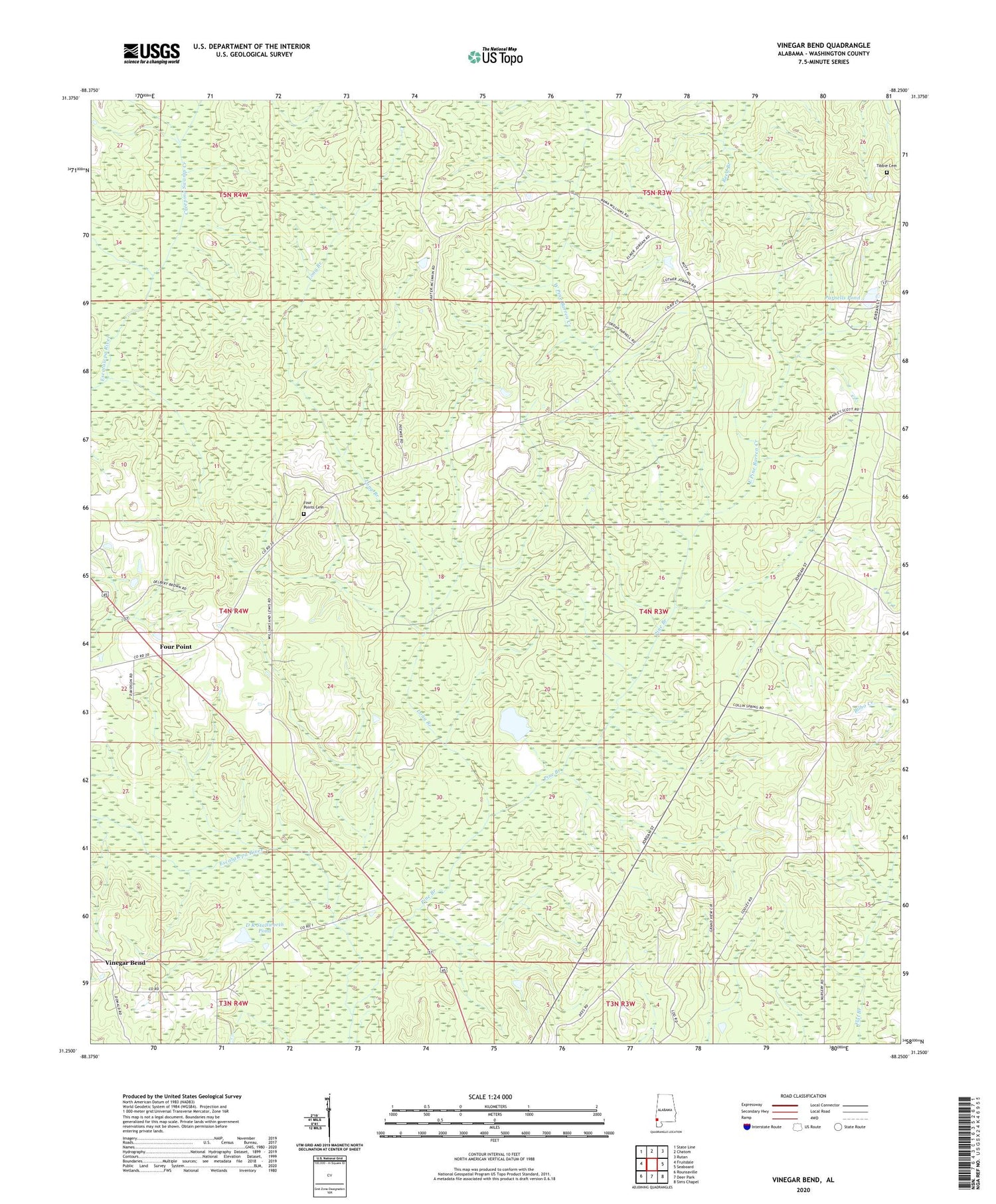 Vinegar Bend Alabama US Topo Map Image
