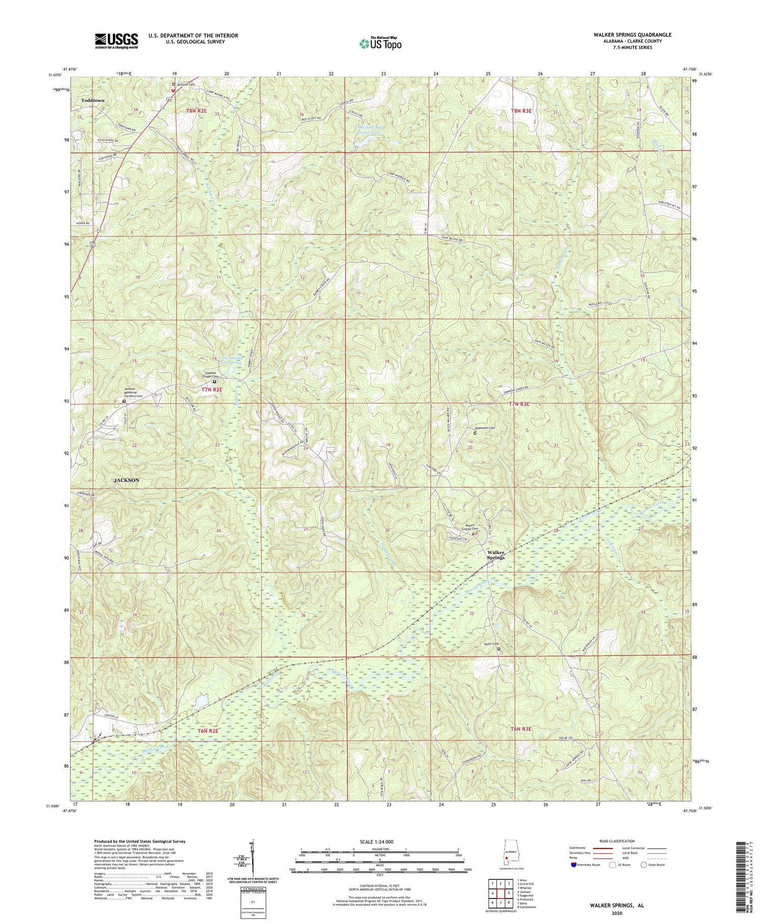Walker Springs Alabama US Topo Map Image