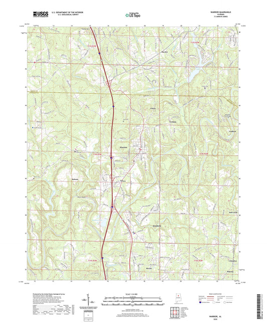 Warrior Alabama US Topo Map Image