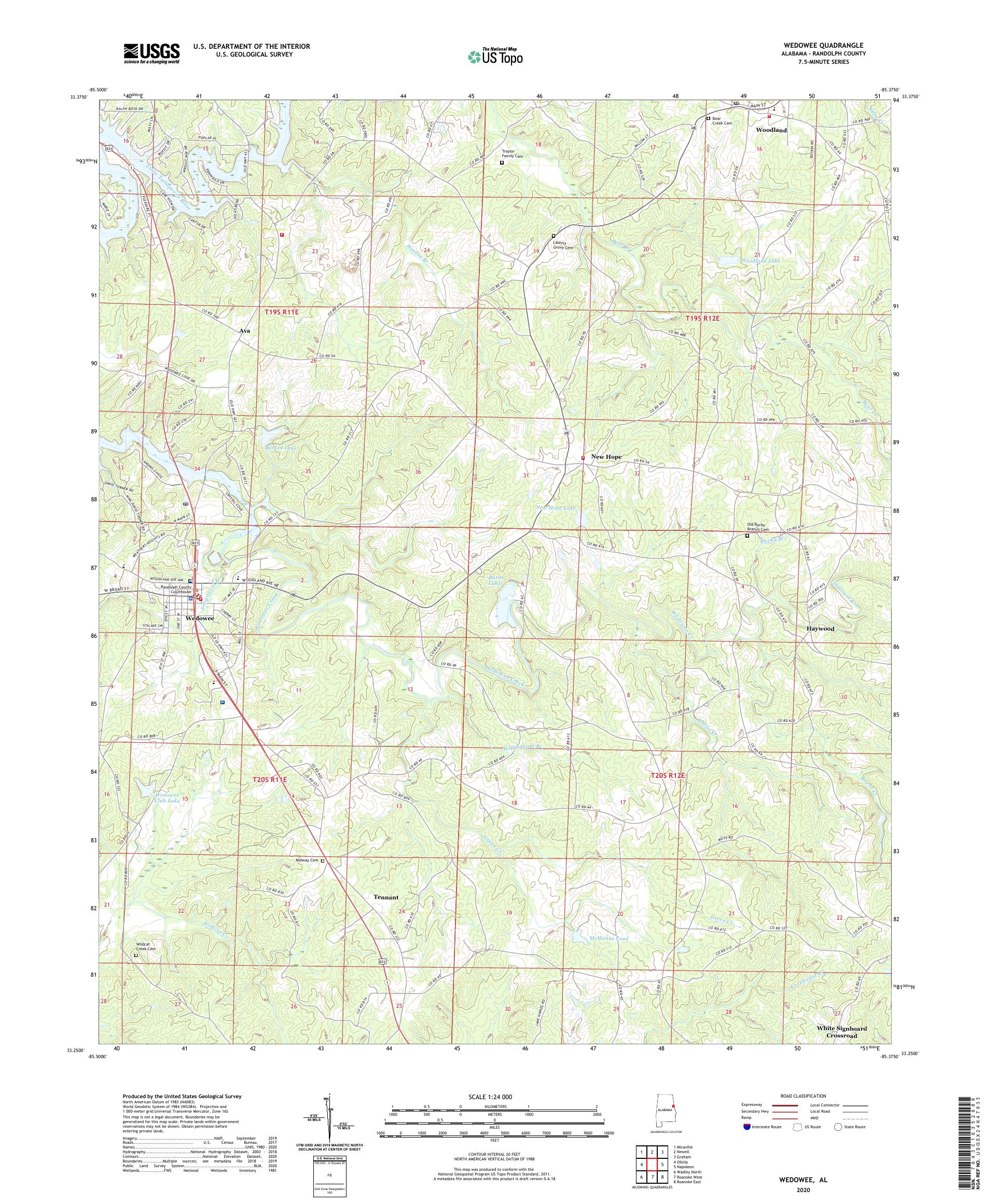 Wedowee Alabama US Topo Map – MyTopo Map Store