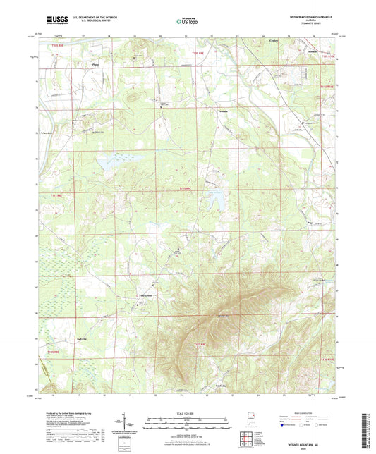 Weisner Mountain Alabama US Topo Map Image
