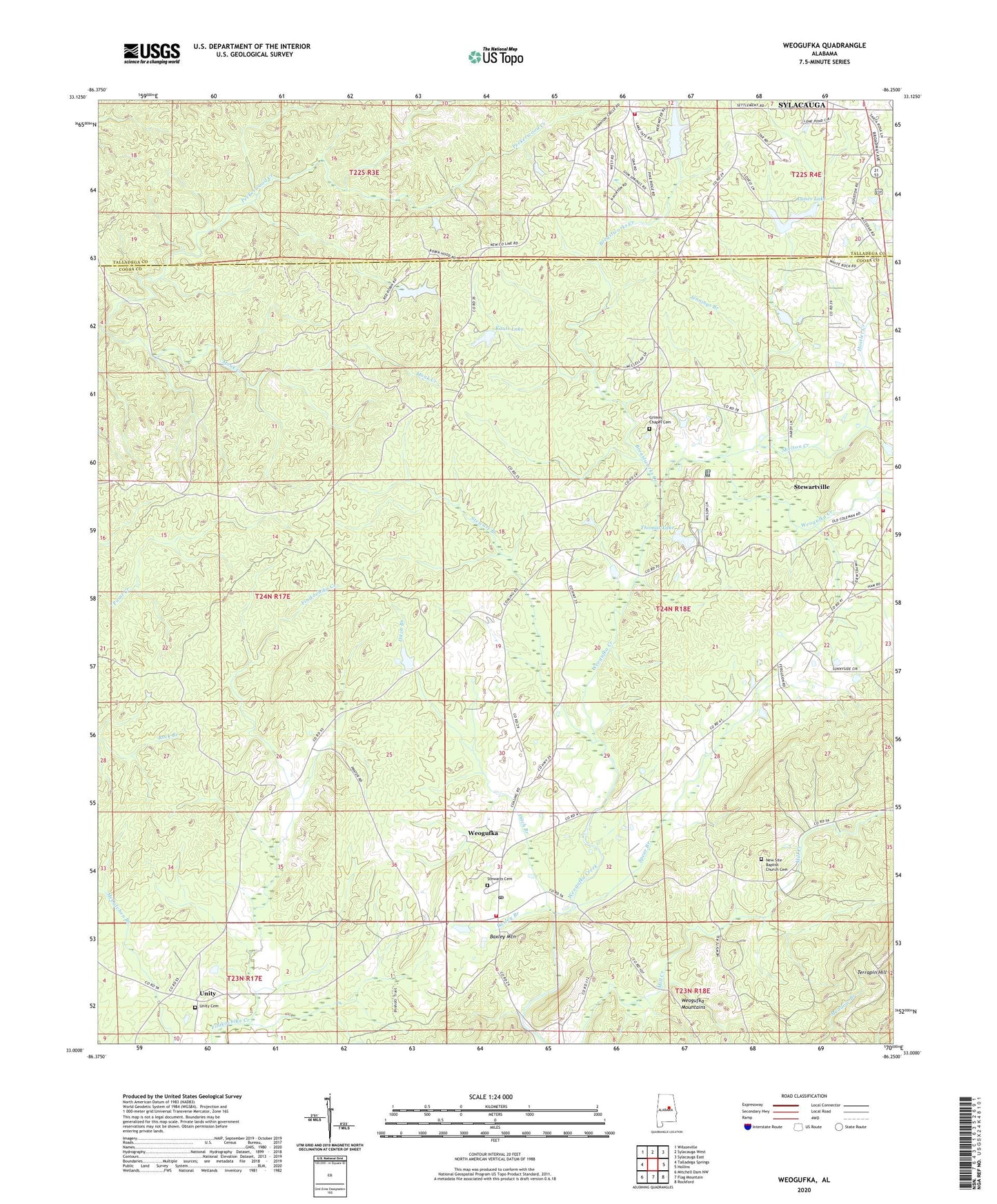 Weogufka Alabama US Topo Map Image