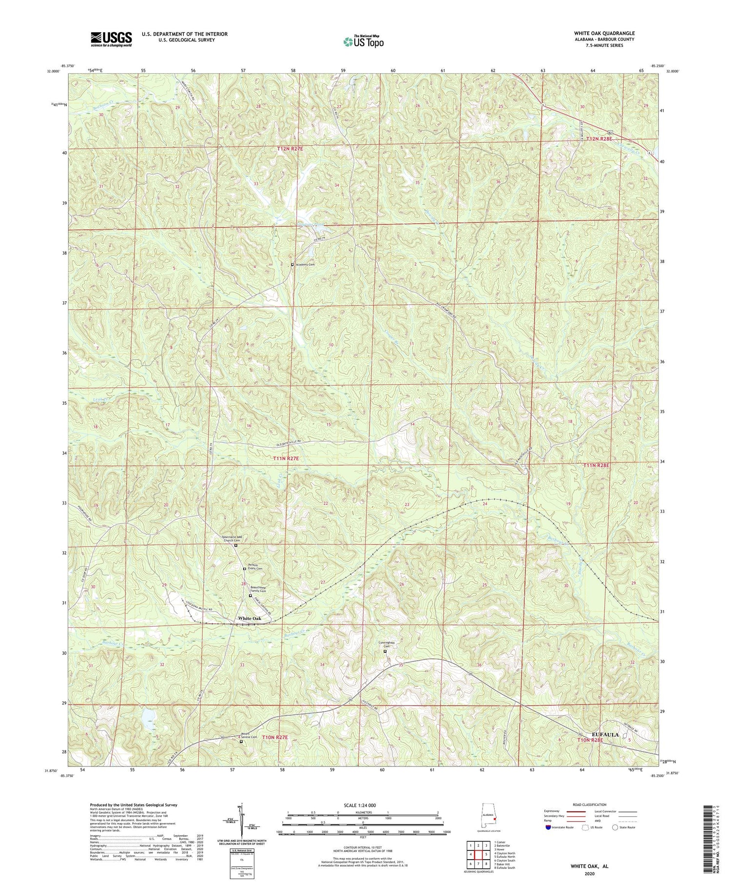 White Oak Alabama US Topo Map Image