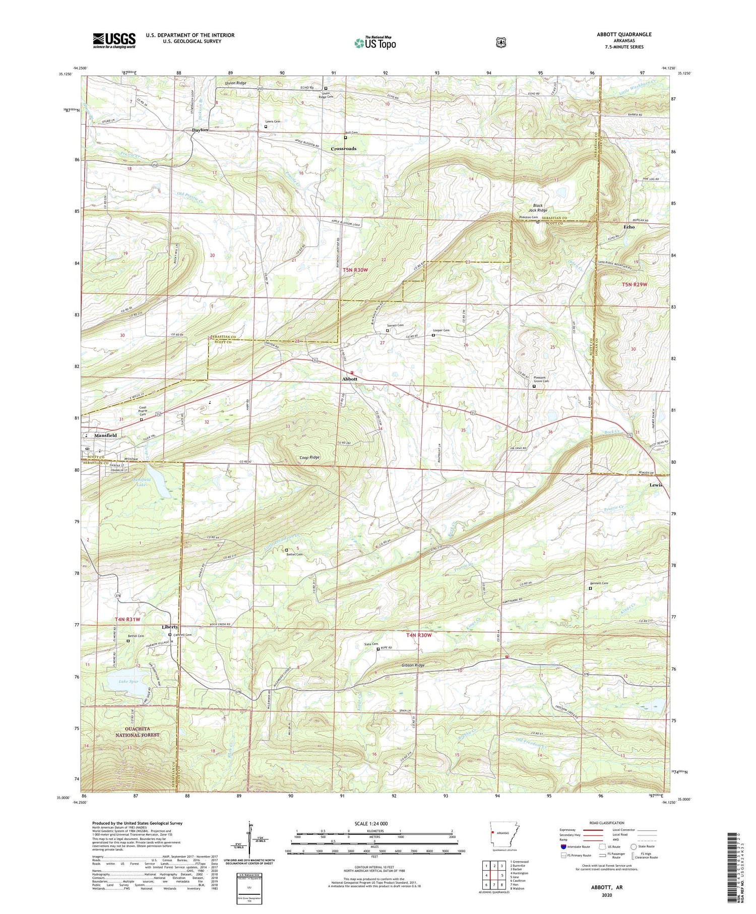 Abbott Arkansas US Topo Map Image