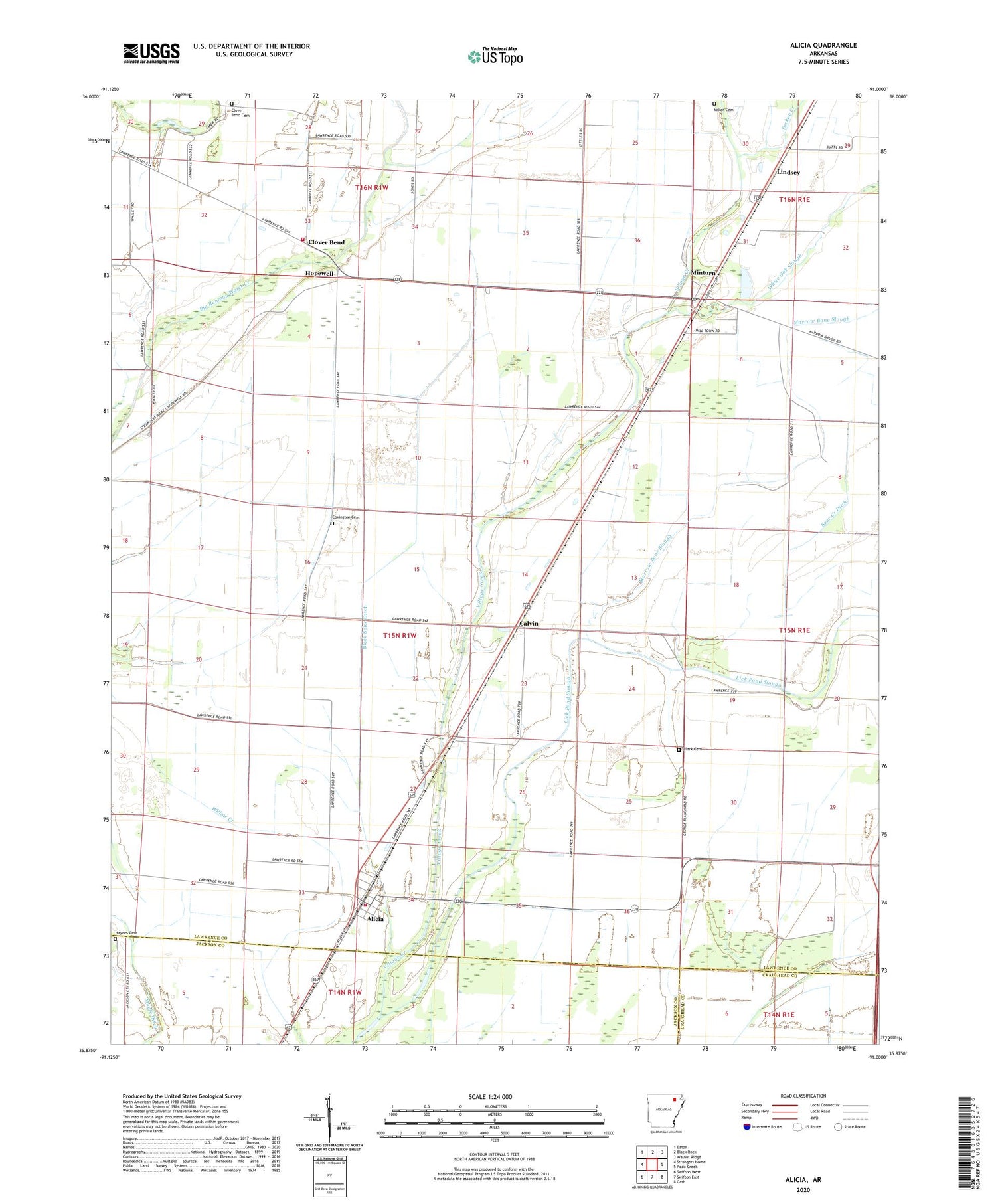 Alicia Arkansas US Topo Map Image