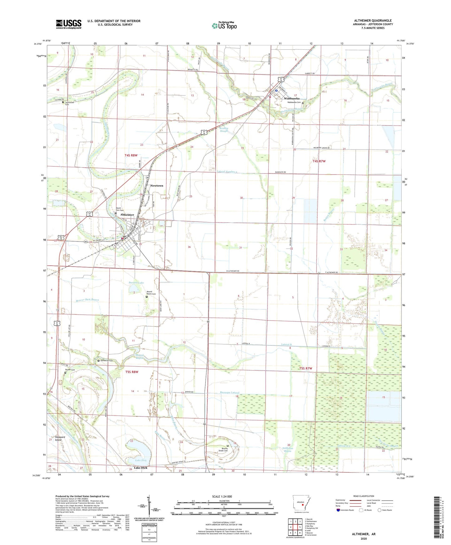 Altheimer Arkansas US Topo Map Image