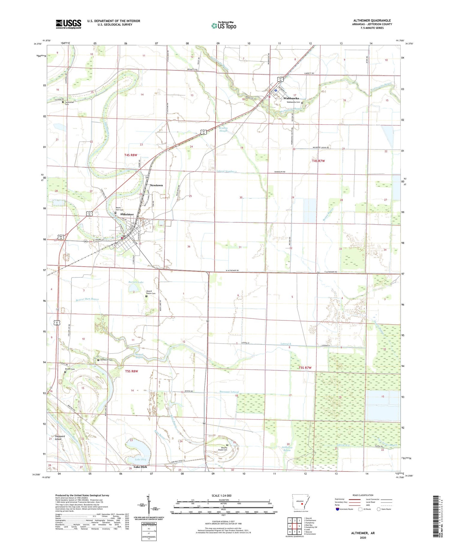 Altheimer Arkansas US Topo Map Image