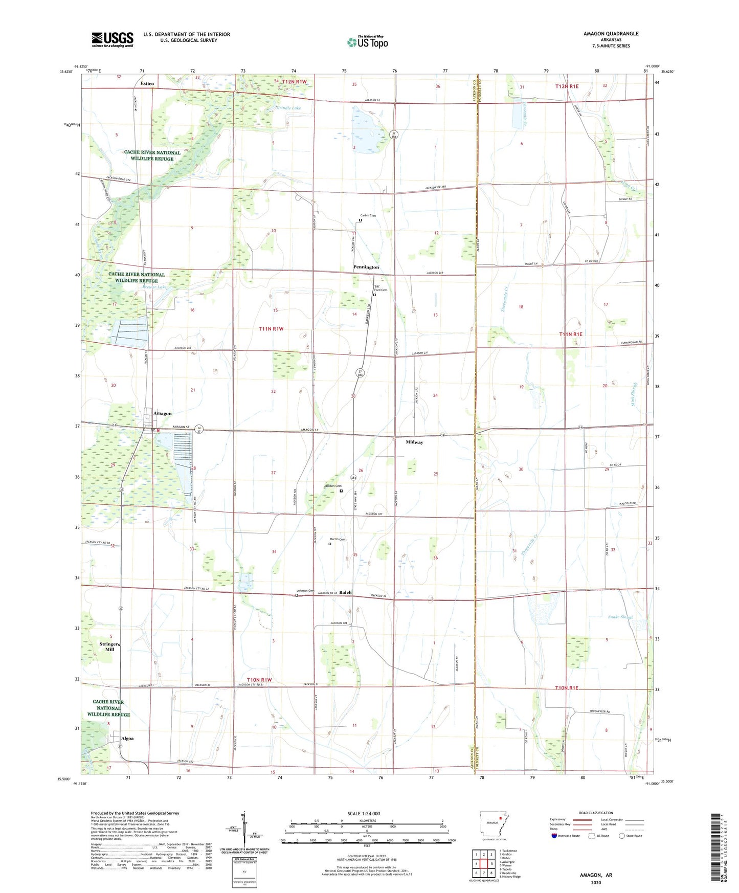 Amagon Arkansas US Topo Map Image