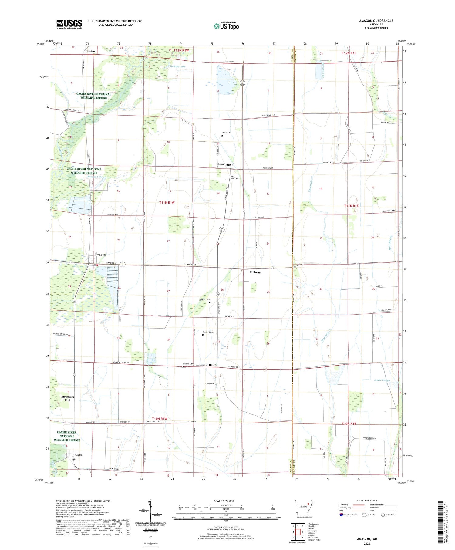 Amagon Arkansas US Topo Map Image