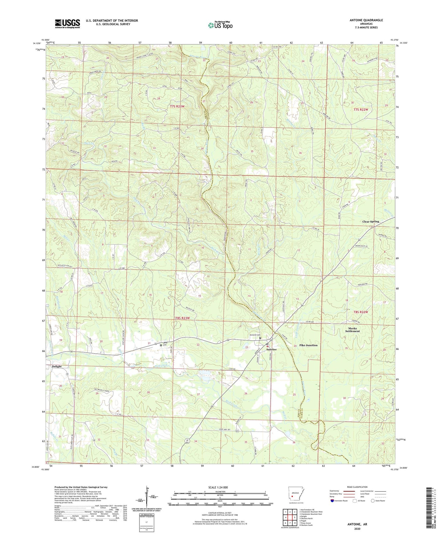 Antoine Arkansas US Topo Map Image
