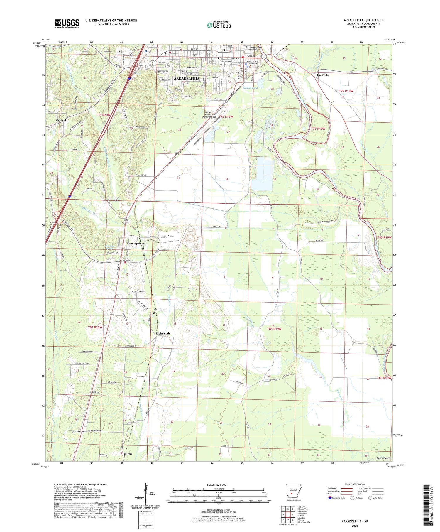 Arkadelphia Arkansas US Topo Map Image