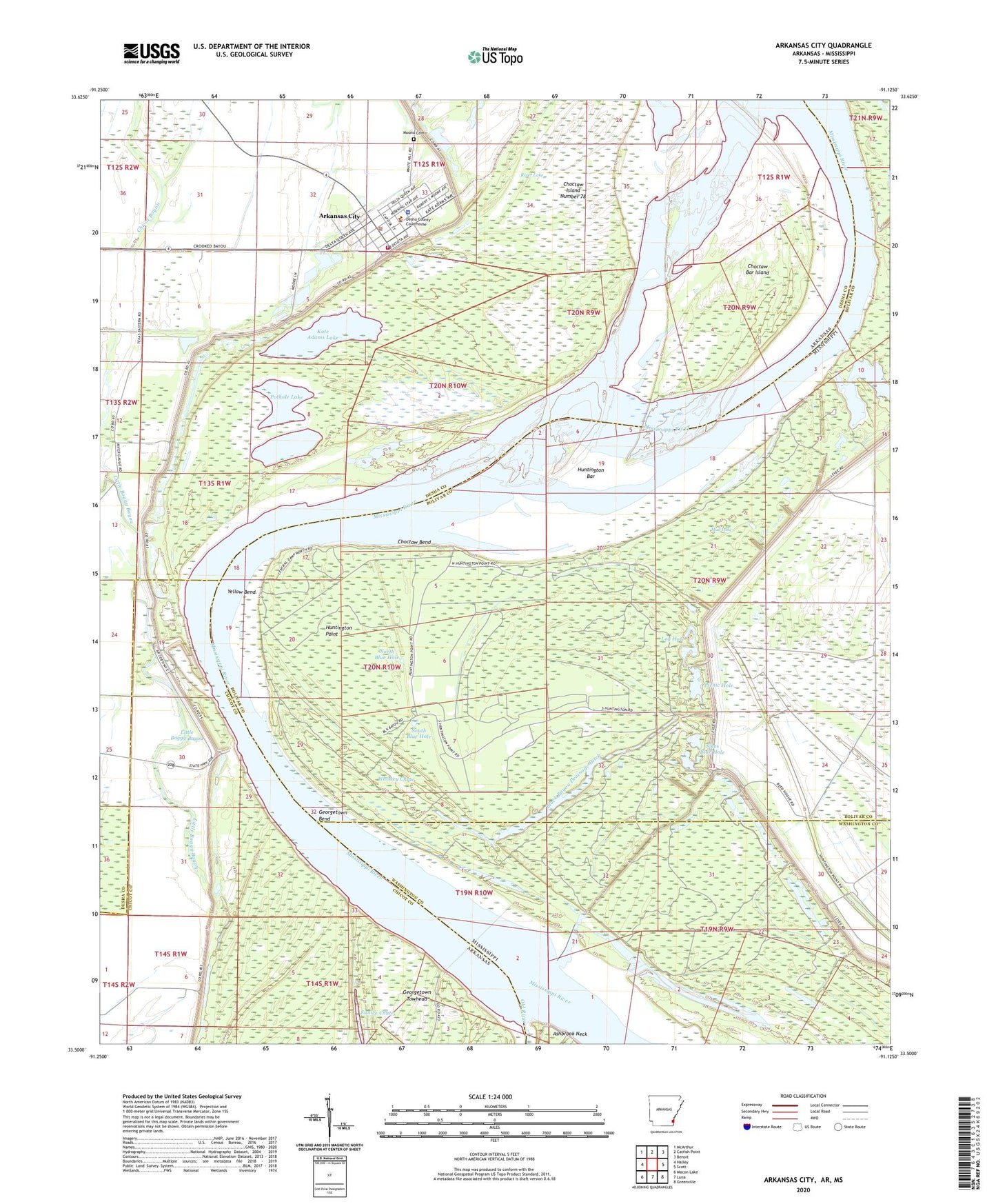 Arkansas City Arkansas US Topo Map Image