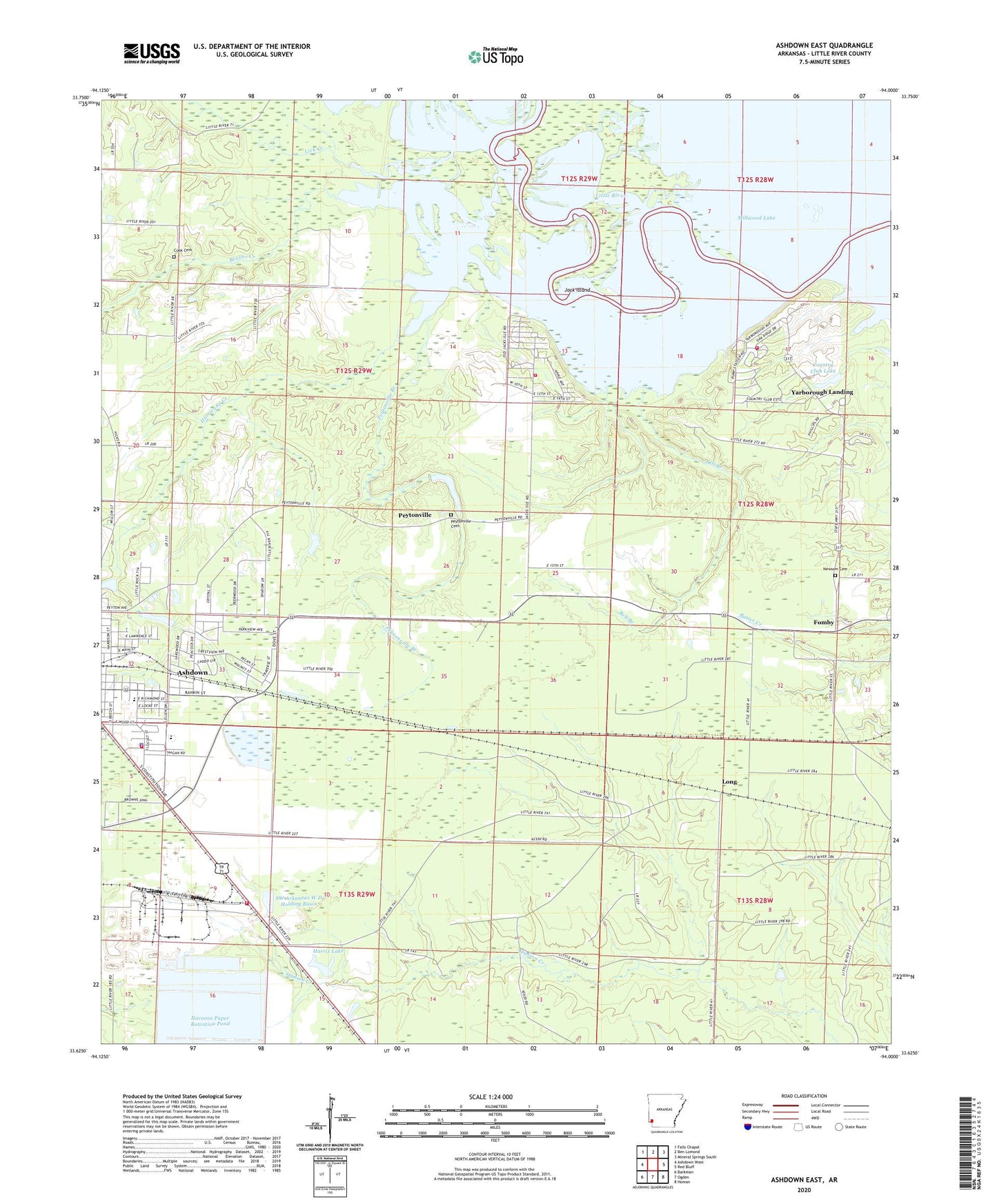 Ashdown East Arkansas US Topo Map Image