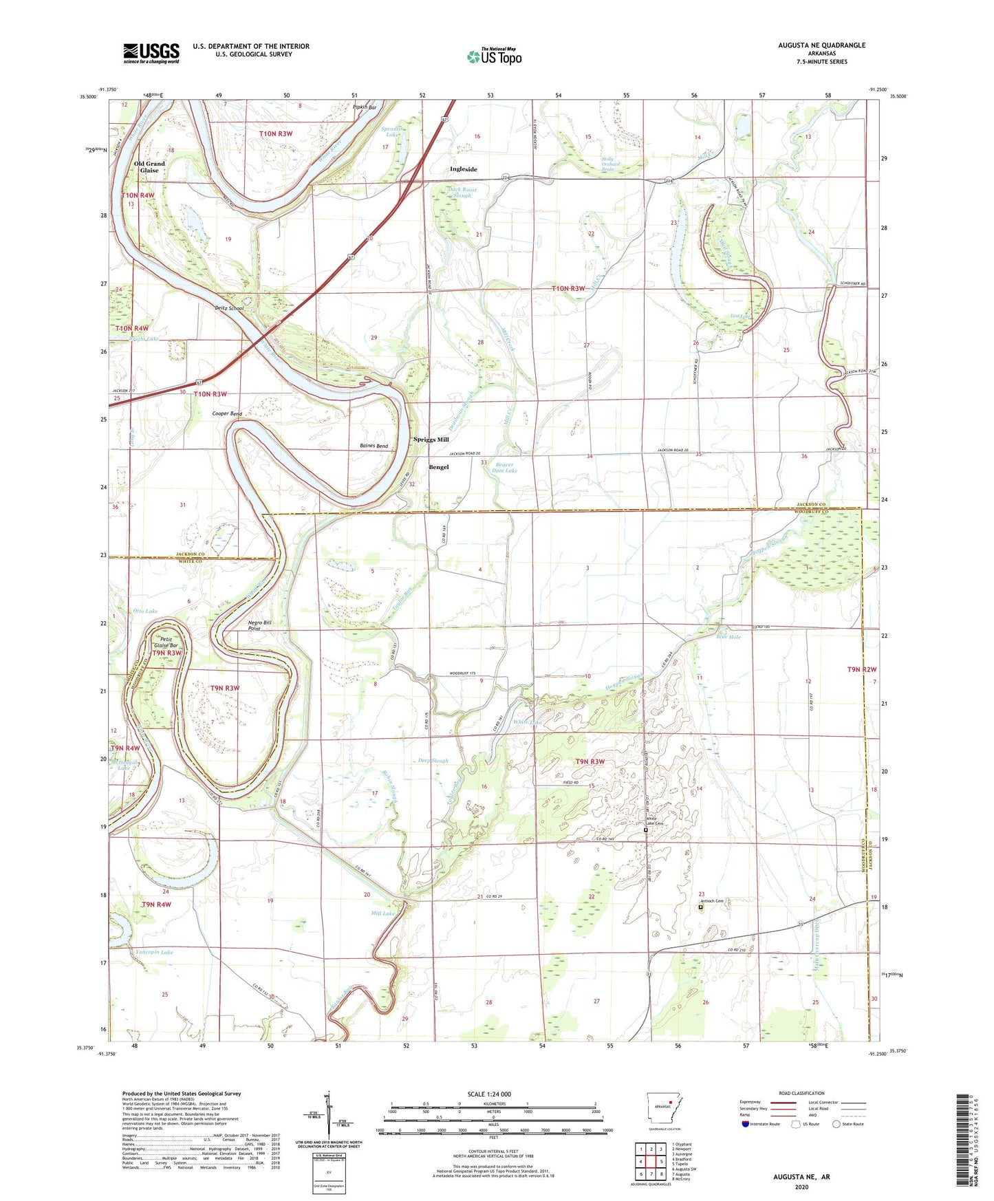 Augusta NE Arkansas US Topo Map Image