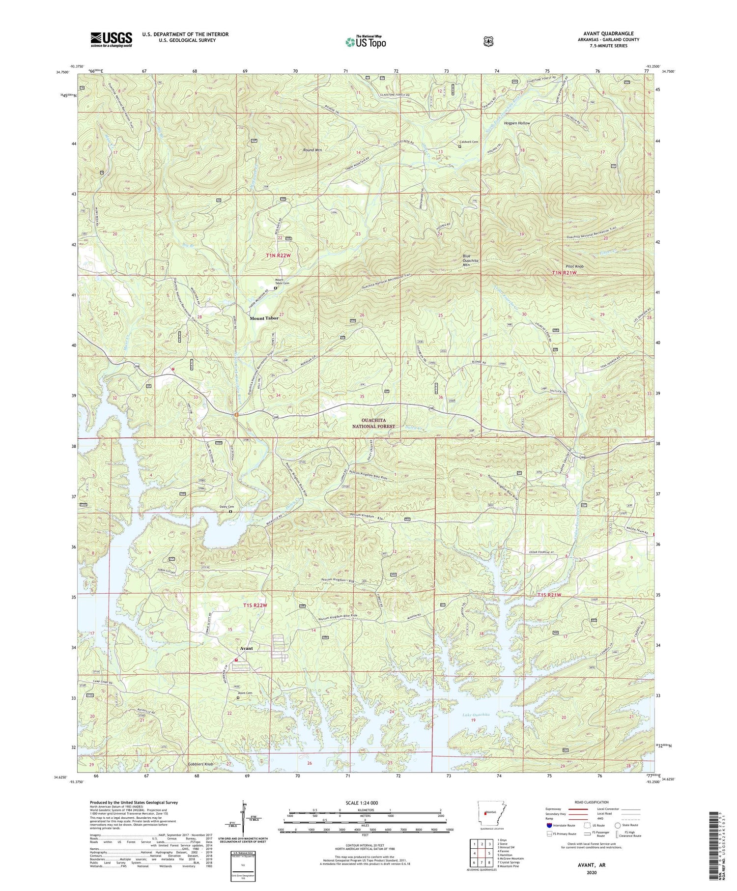 Avant Arkansas US Topo Map Image