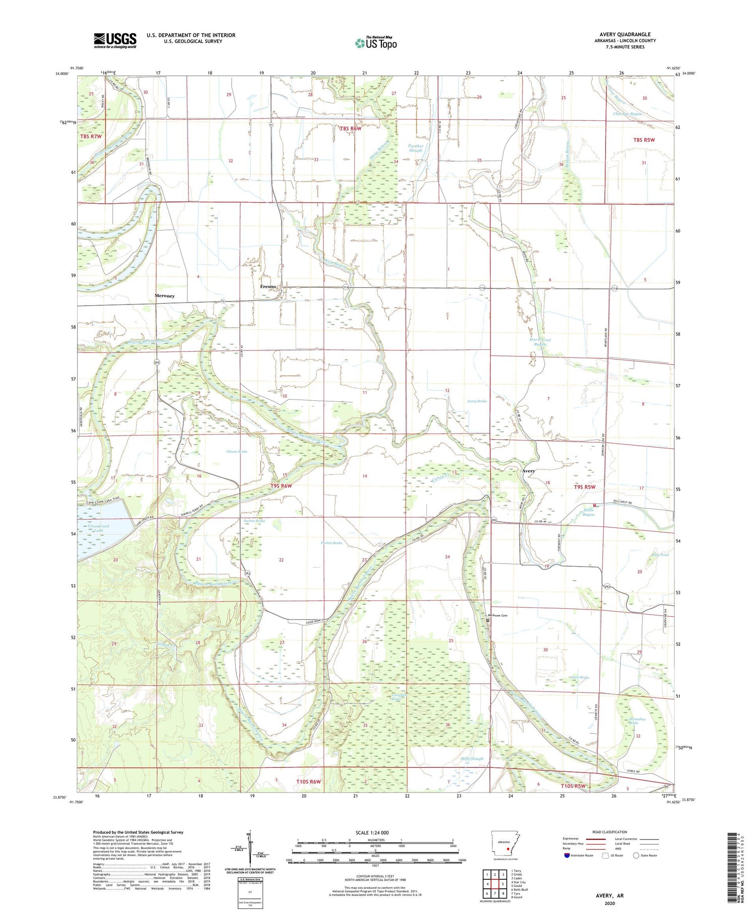 Avery Arkansas US Topo Map Image