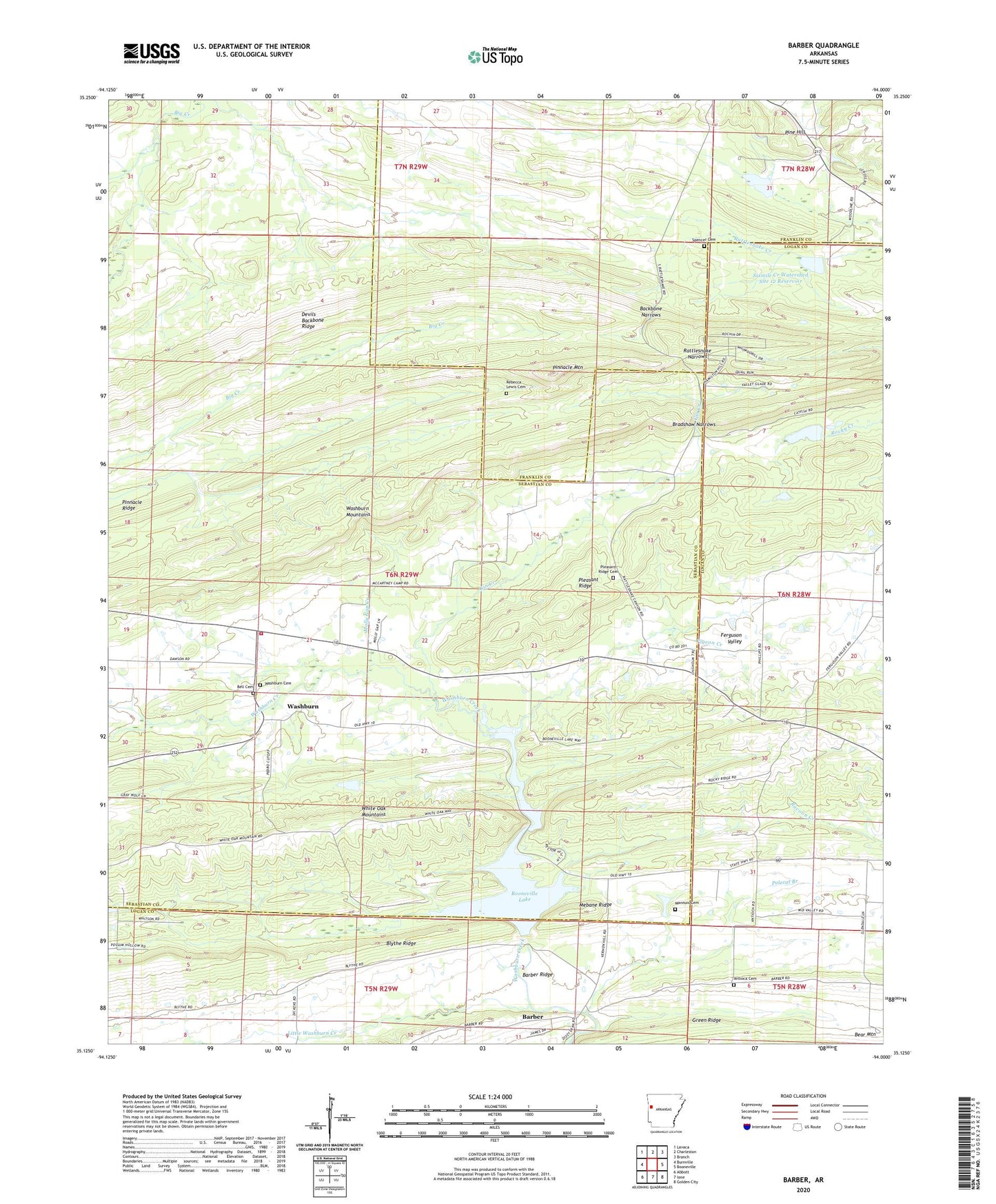Barber Arkansas US Topo Map Image