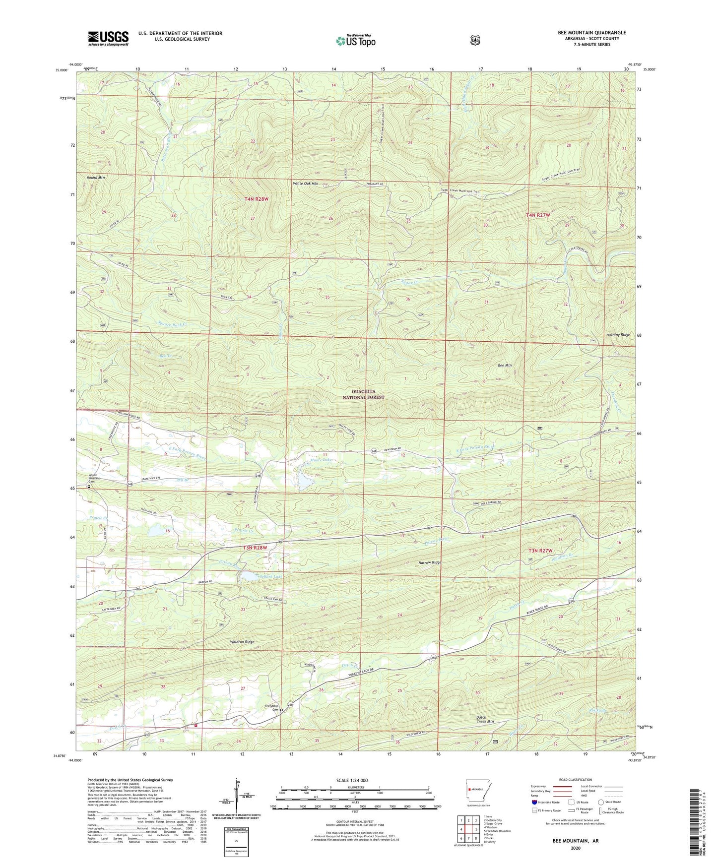 Bee Mountain Arkansas US Topo Map Image