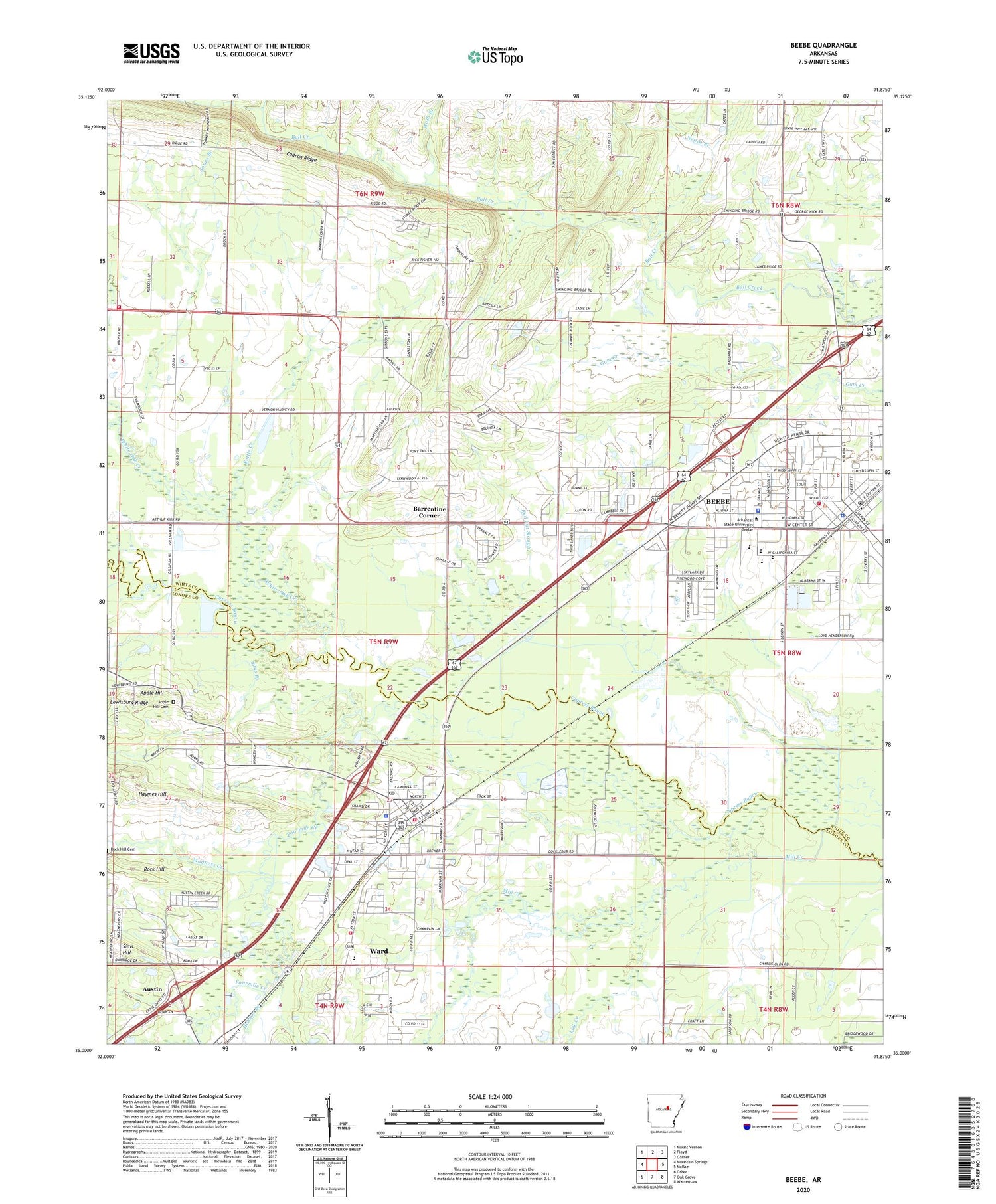 Beebe Arkansas US Topo Map Image