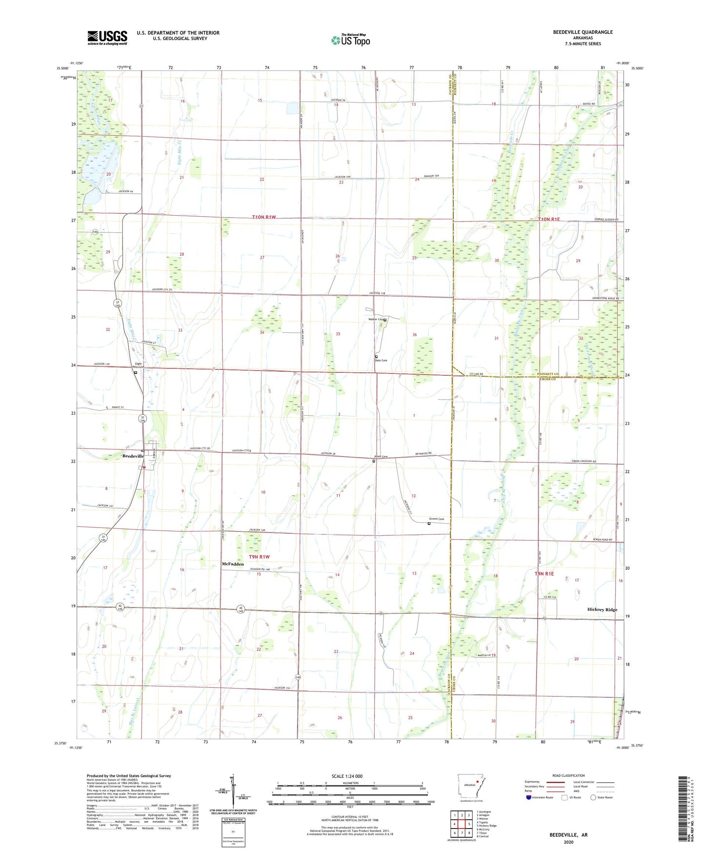Beedeville Arkansas US Topo Map Image