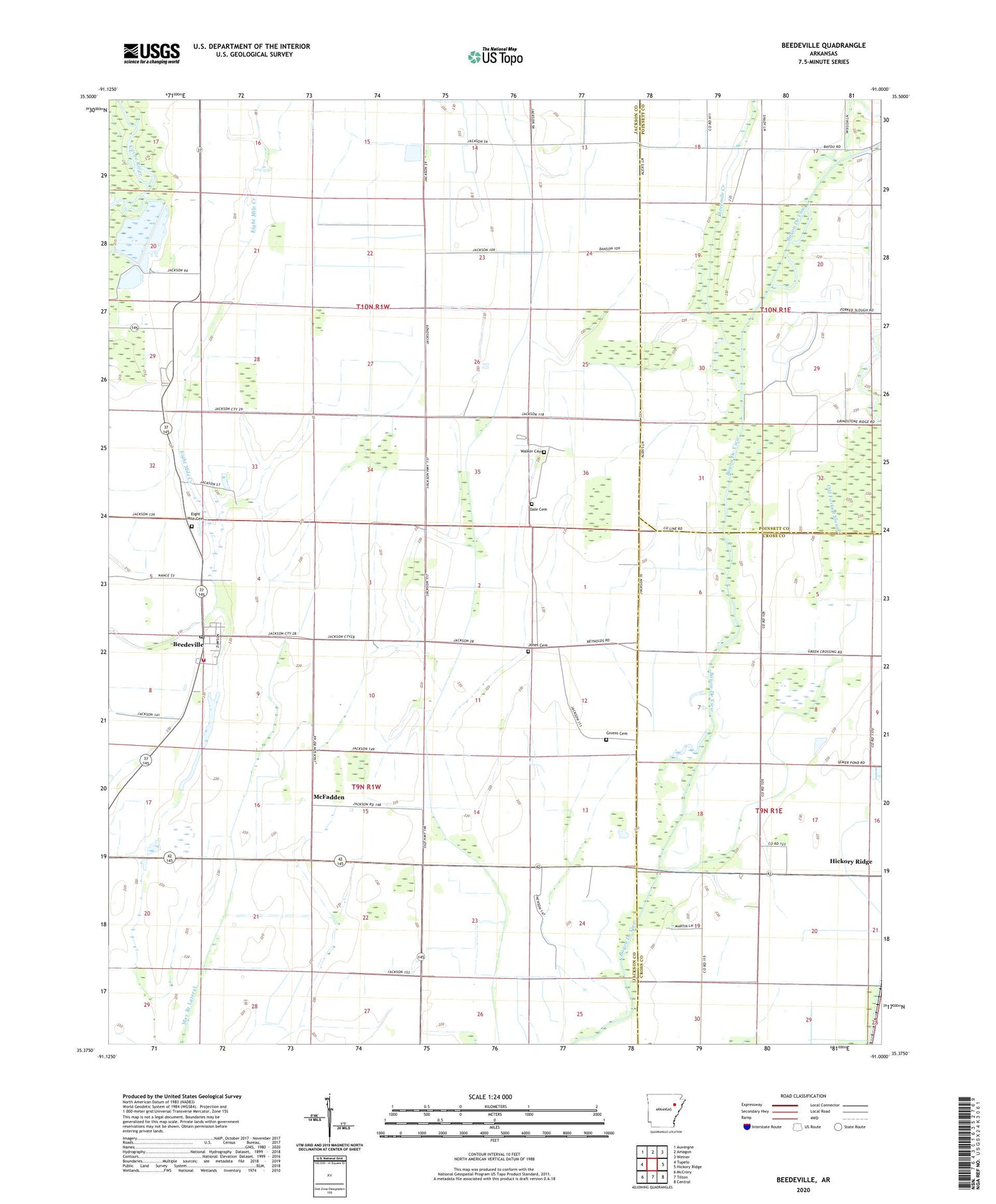 Beedeville Arkansas US Topo Map Image