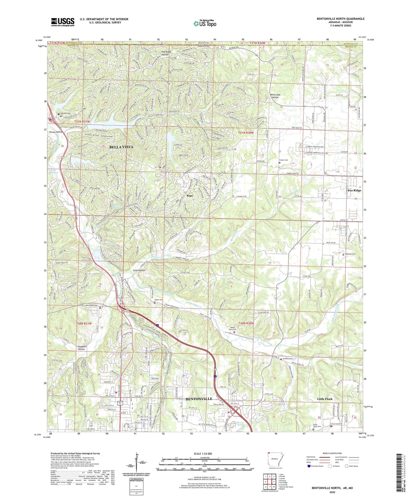 Bentonville North Arkansas US Topo Map Image