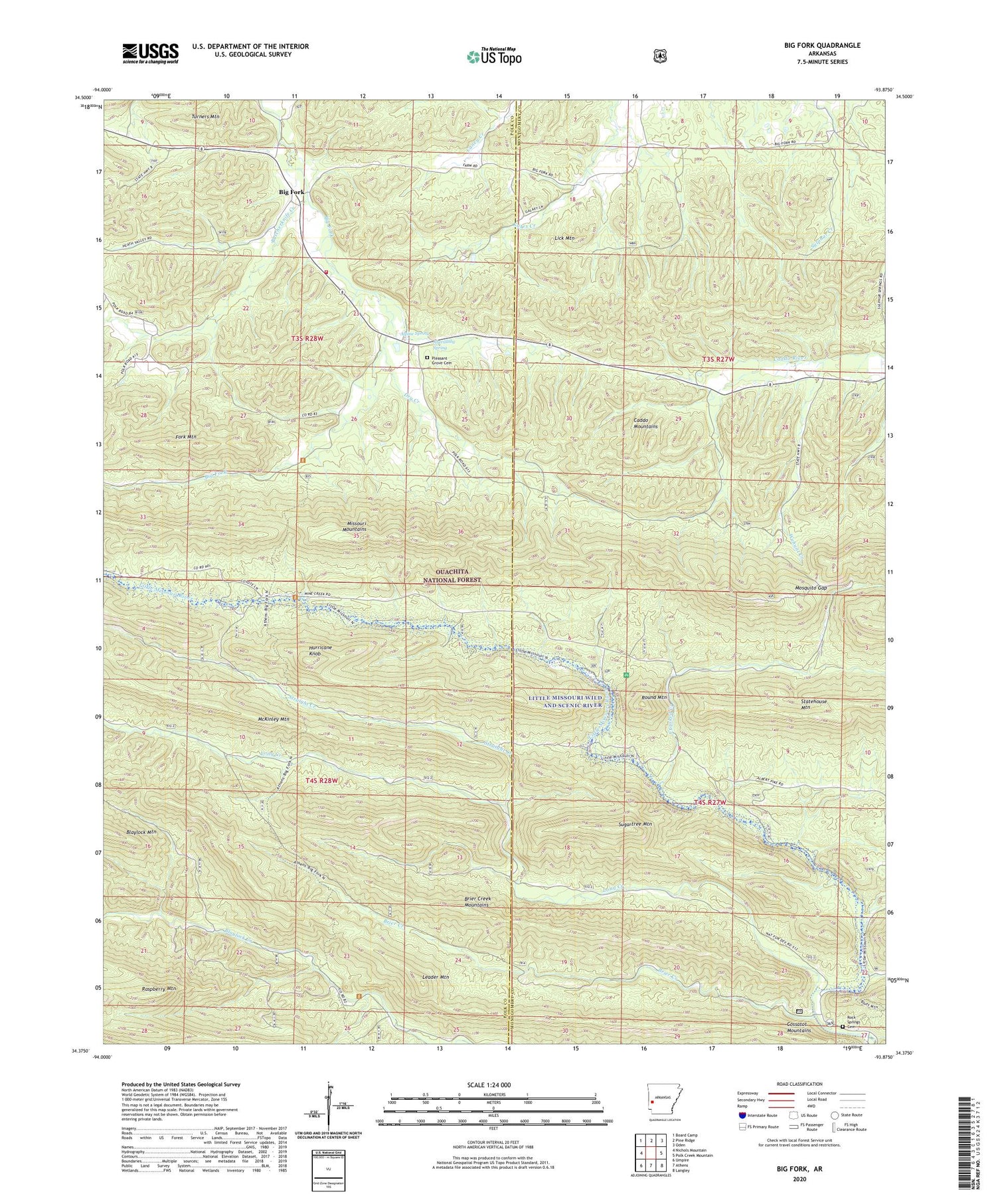 Big Fork Arkansas US Topo Map Image