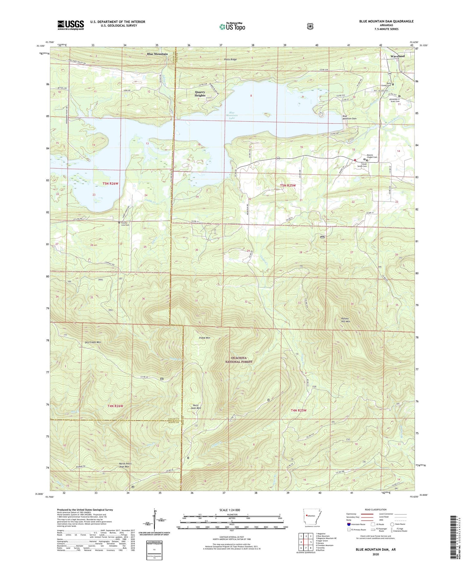 Blue Mountain Dam Arkansas US Topo Map Image