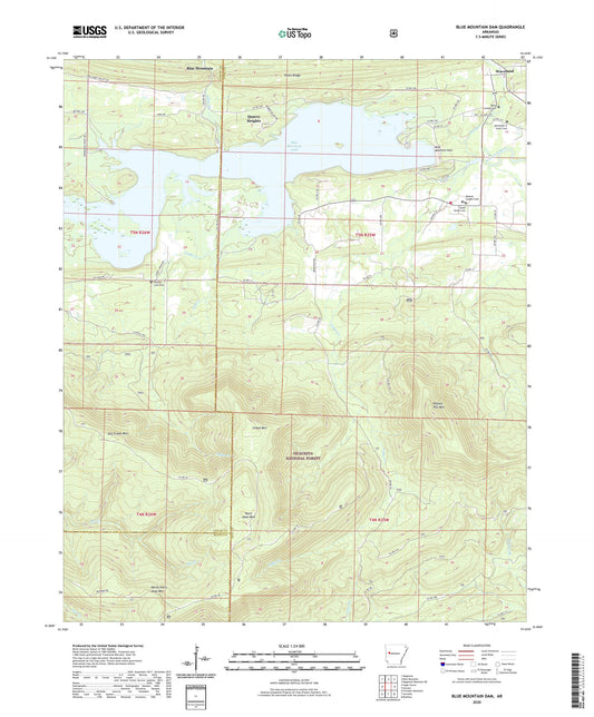 Blue Mountain Dam Arkansas US Topo Map Image