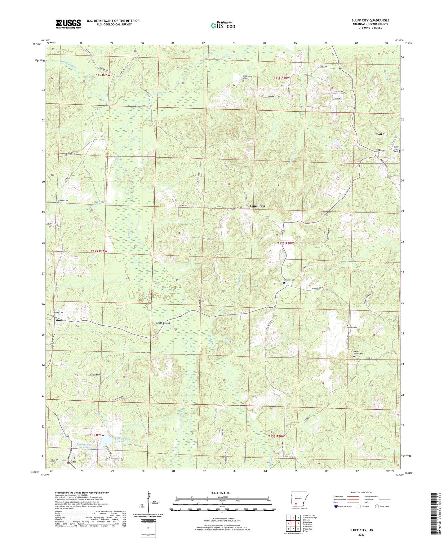 Bluff City Arkansas US Topo Map Image