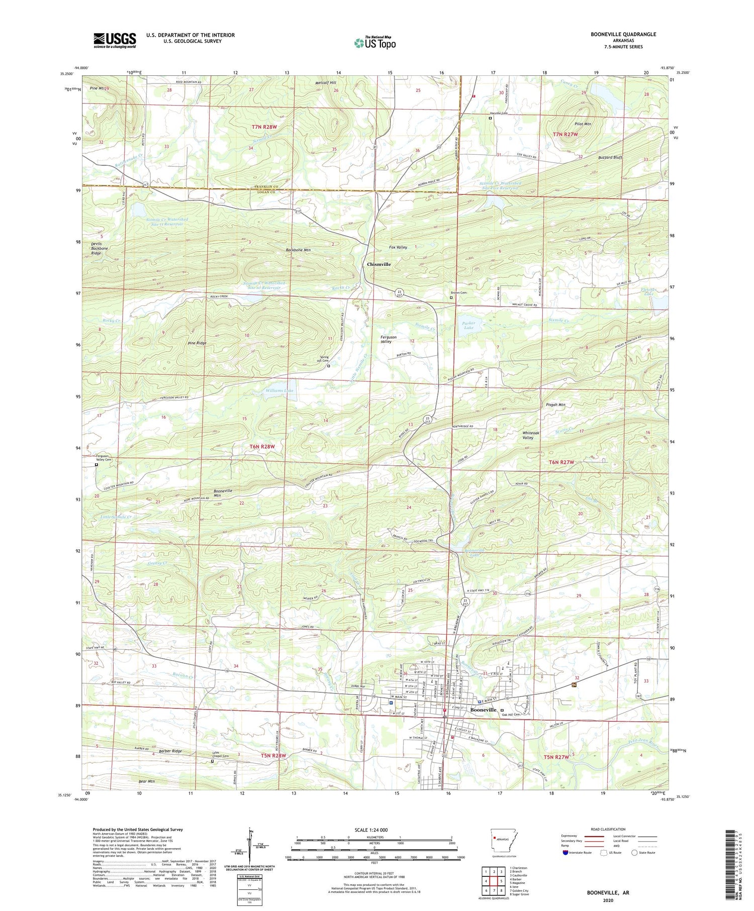 Booneville Arkansas US Topo Map Image