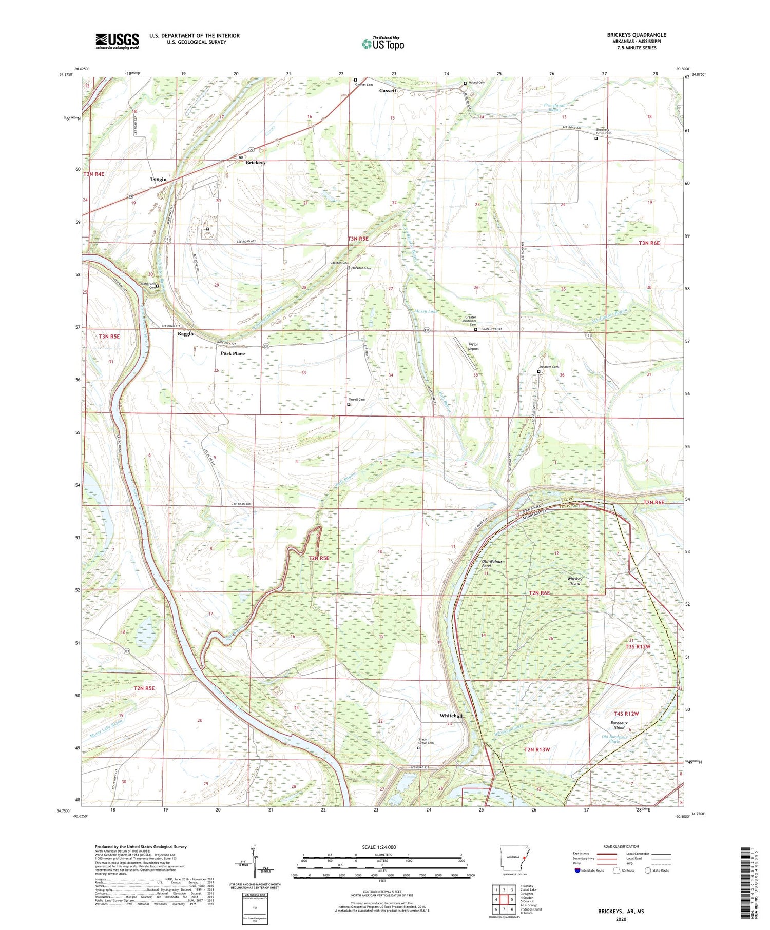 Brickeys Arkansas US Topo Map Image