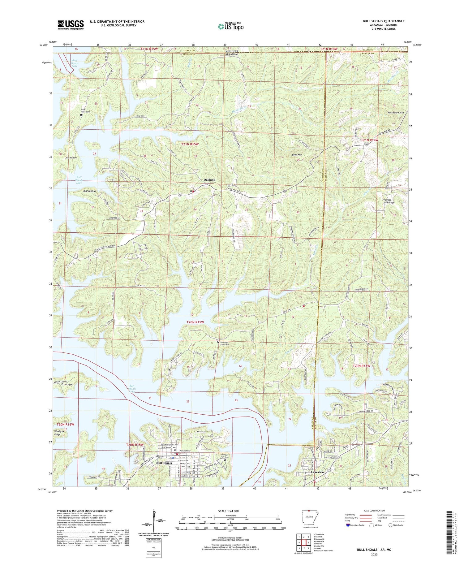 Bull Shoals Arkansas US Topo Map Image