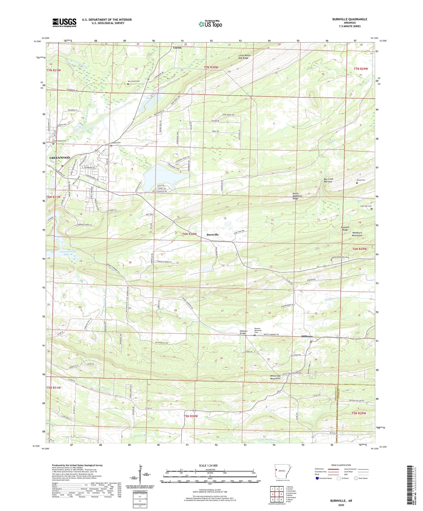 Burnville Arkansas US Topo Map Image