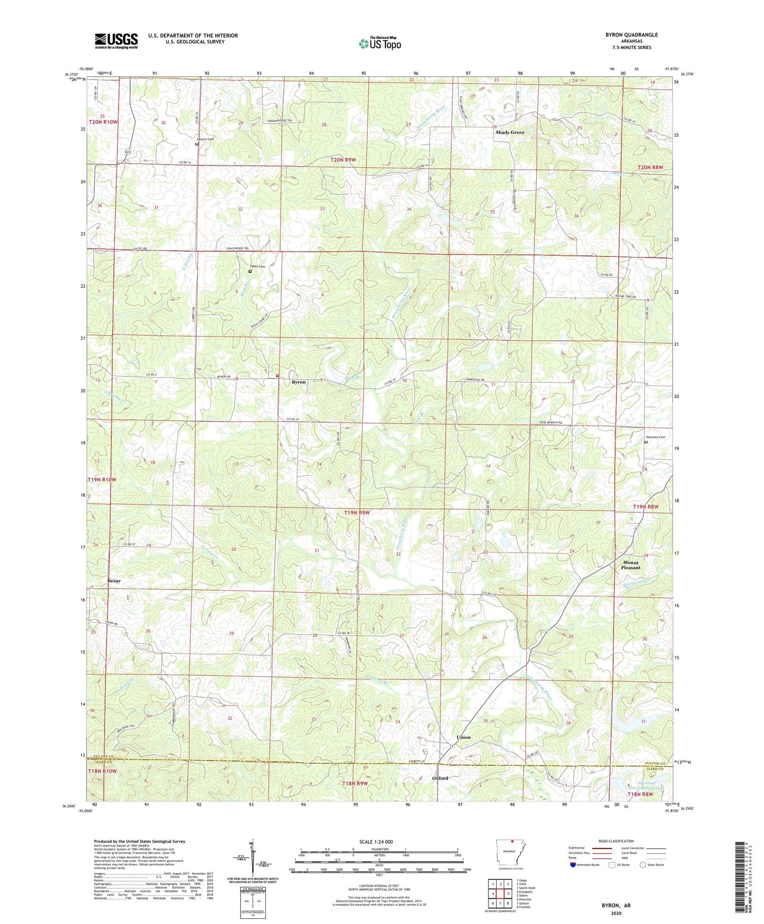 Byron Arkansas US Topo Map Image