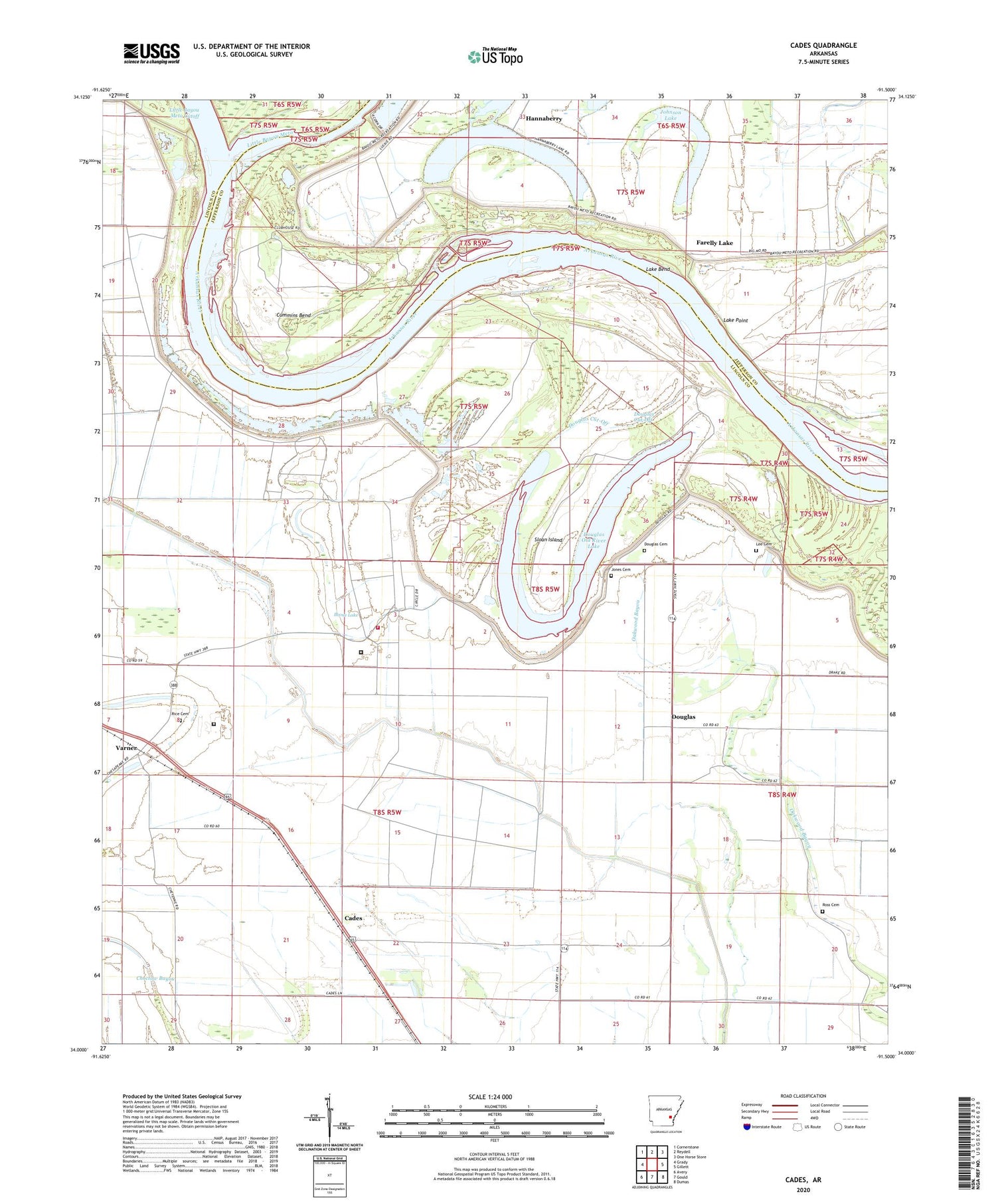 Cades Arkansas US Topo Map Image