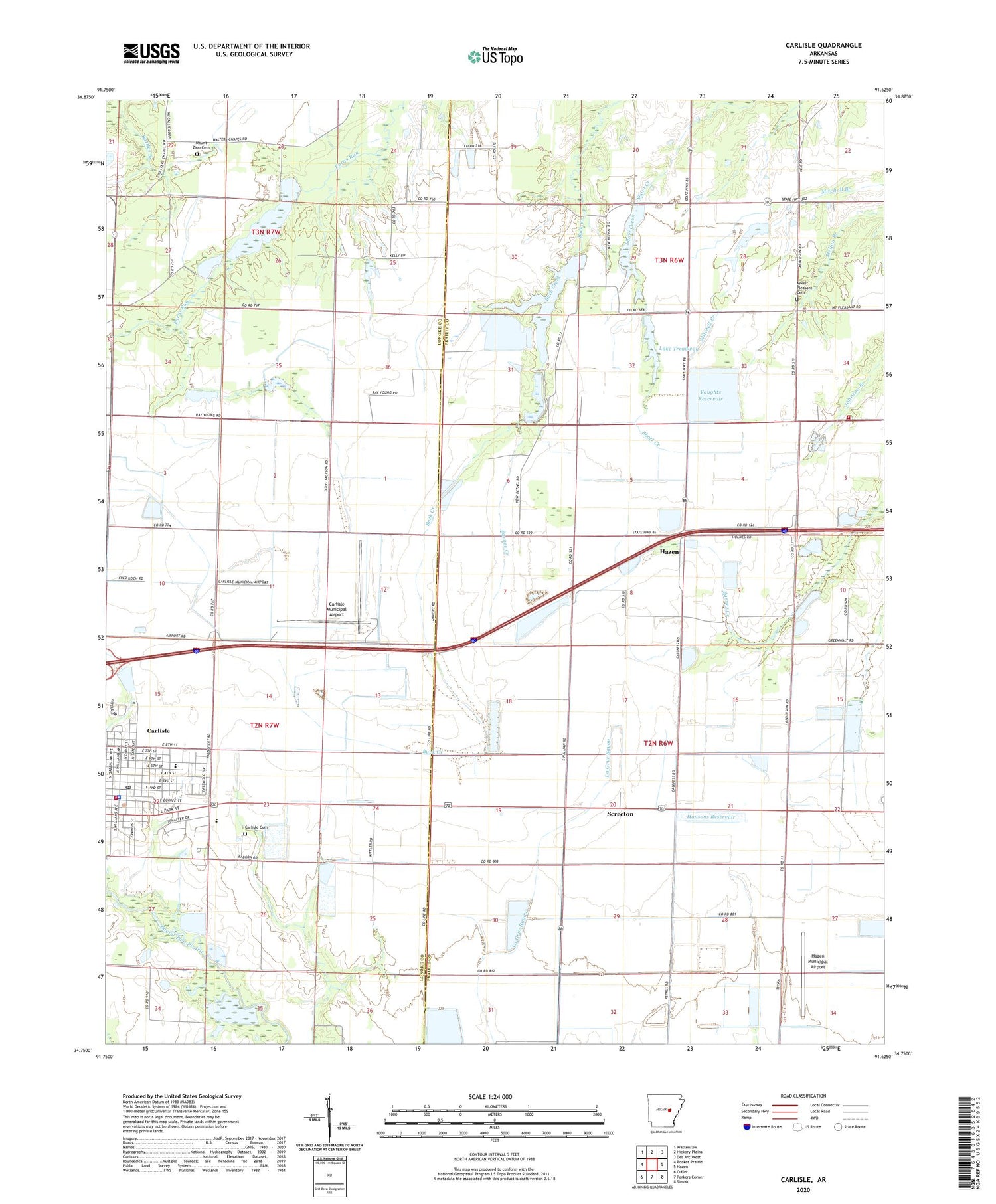 Carlisle Arkansas US Topo Map Image