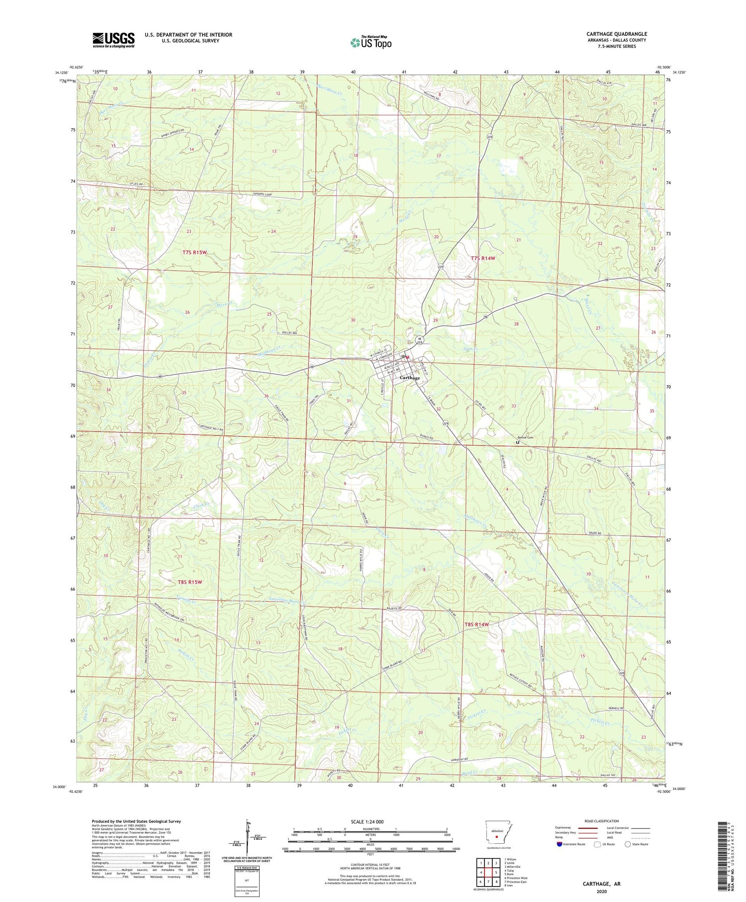 Carthage Arkansas US Topo Map Image
