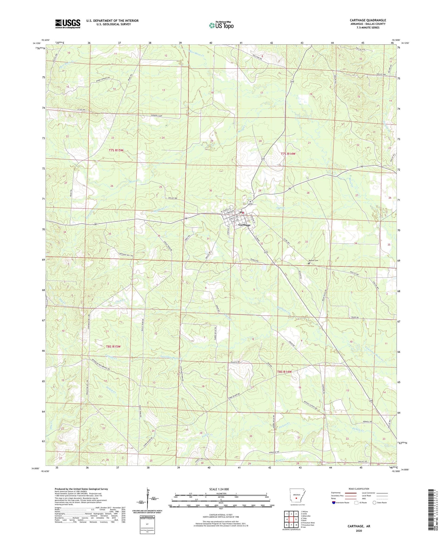 Carthage Arkansas US Topo Map Image