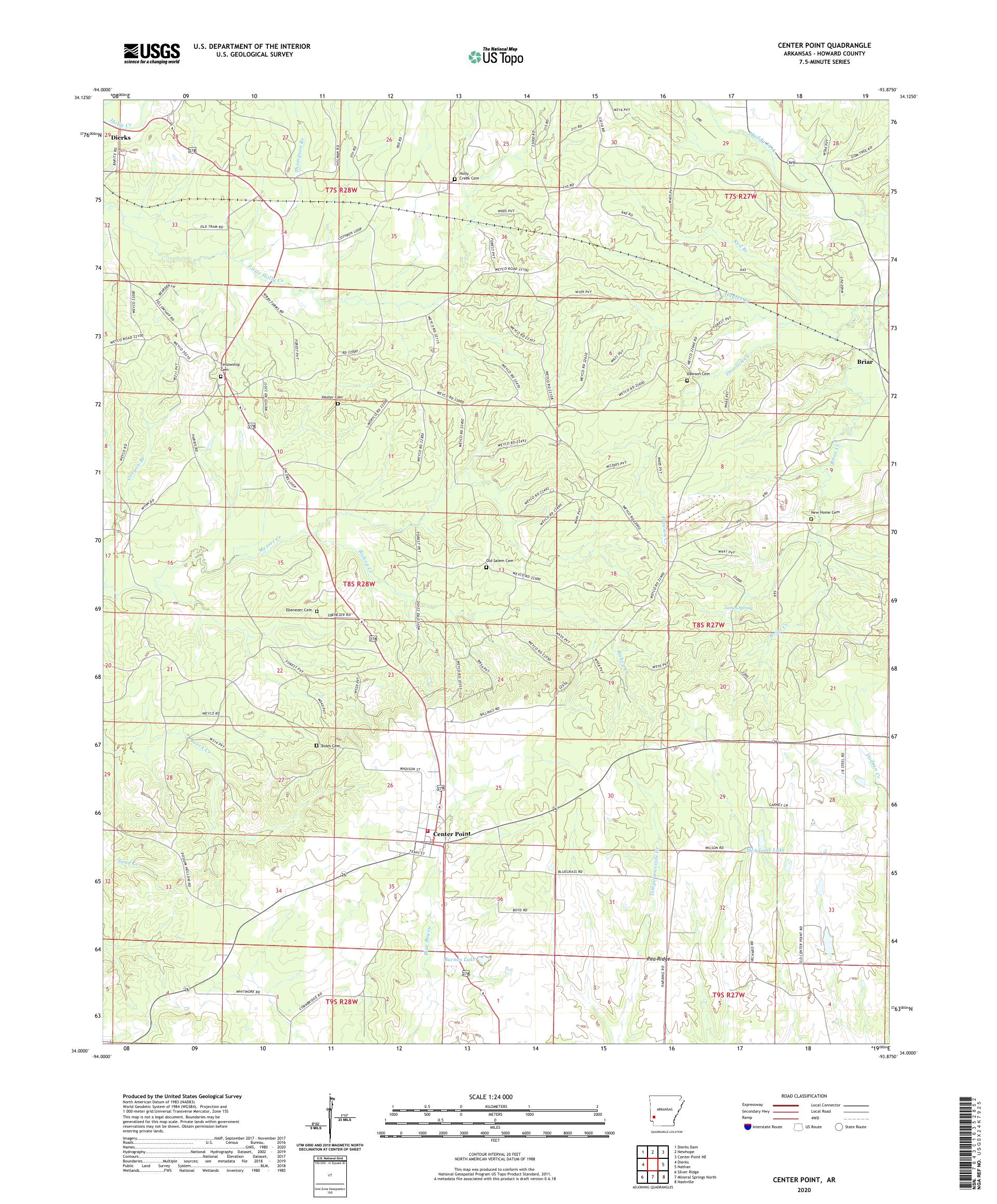 Center Point Arkansas US Topo Map – MyTopo Map Store