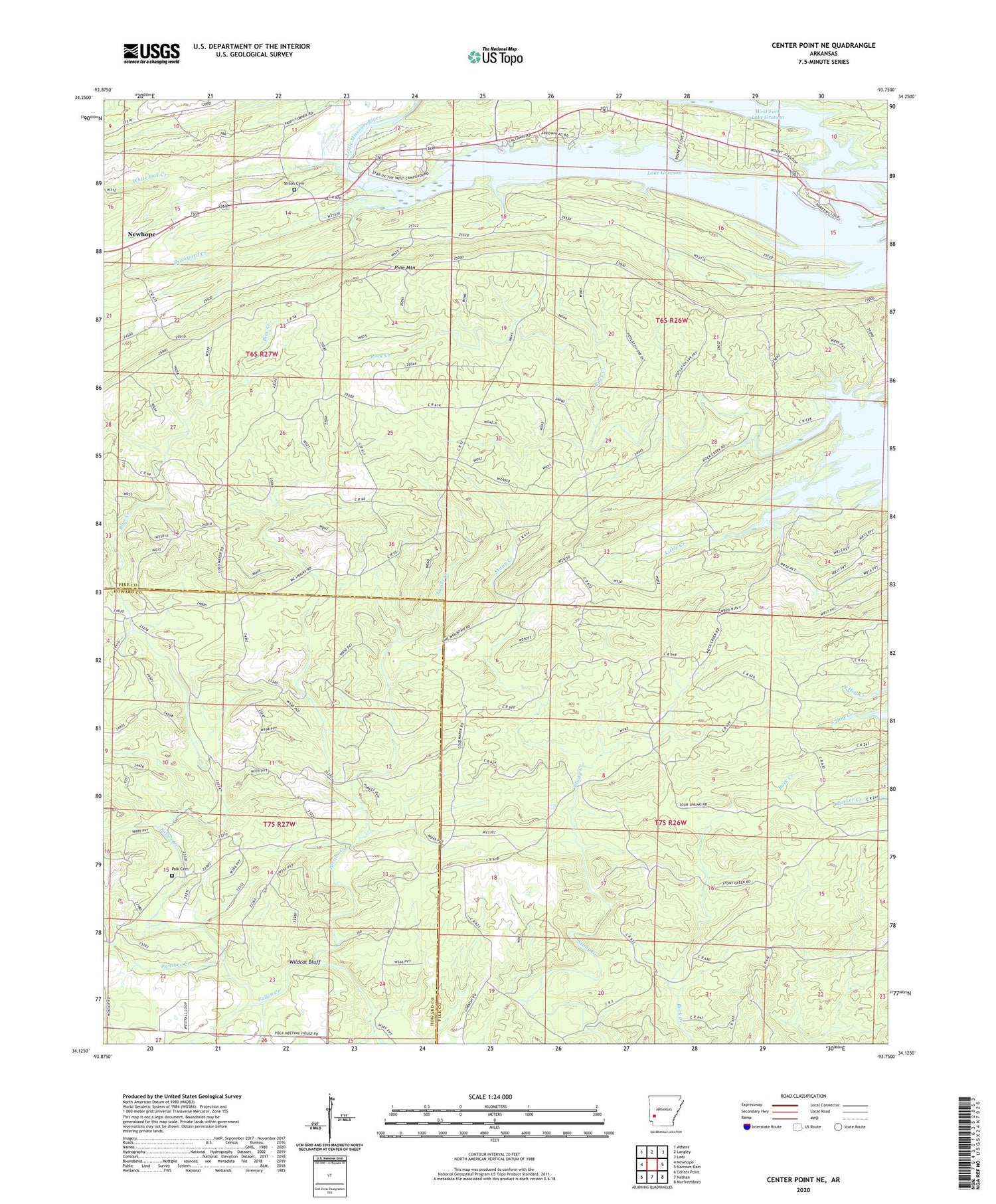Center Point NE Arkansas US Topo Map Image