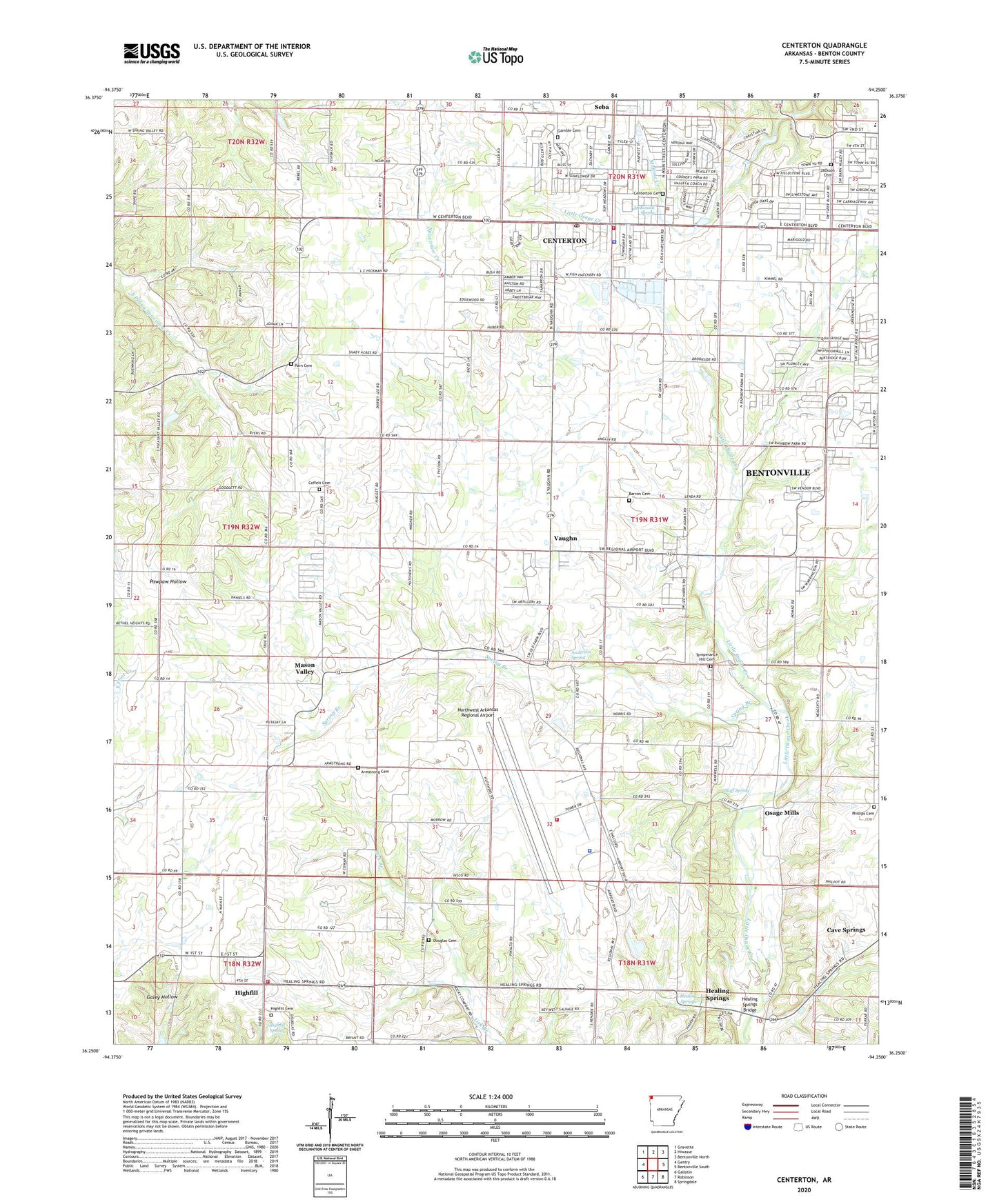 Centerton Arkansas US Topo Map Image